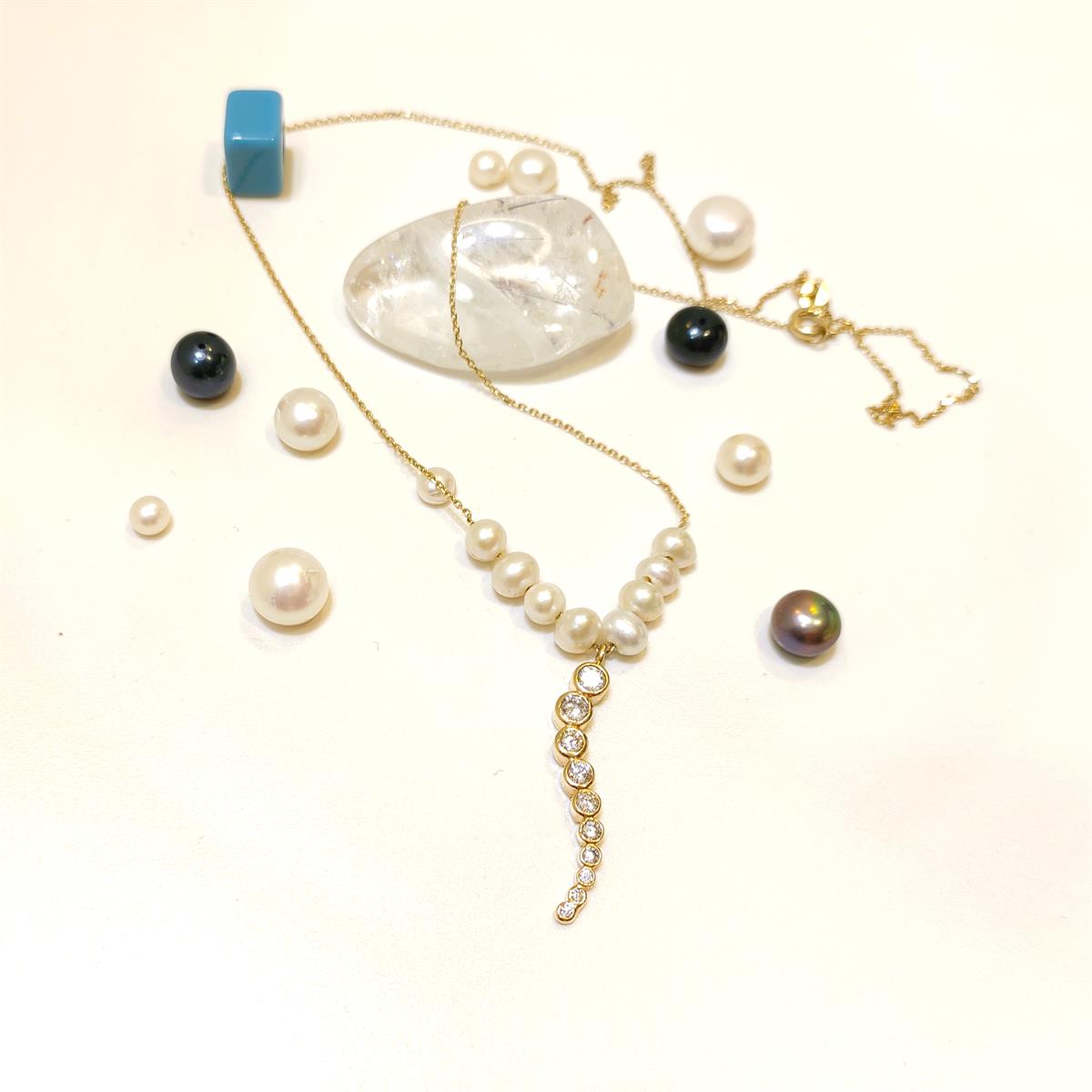 İnci Su Yolu Kolye 14 Ayar Altın HD VİDEOLU