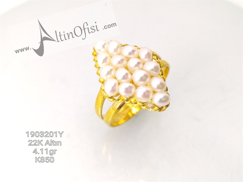 İnci Yüzük 22 Ayar Altın