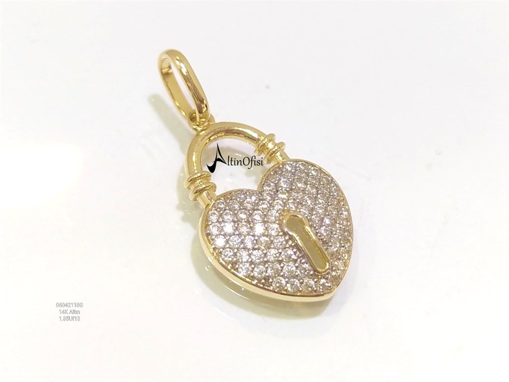 Kalpli Asma Kilit Kolye Ucu 14 Ayar Altın