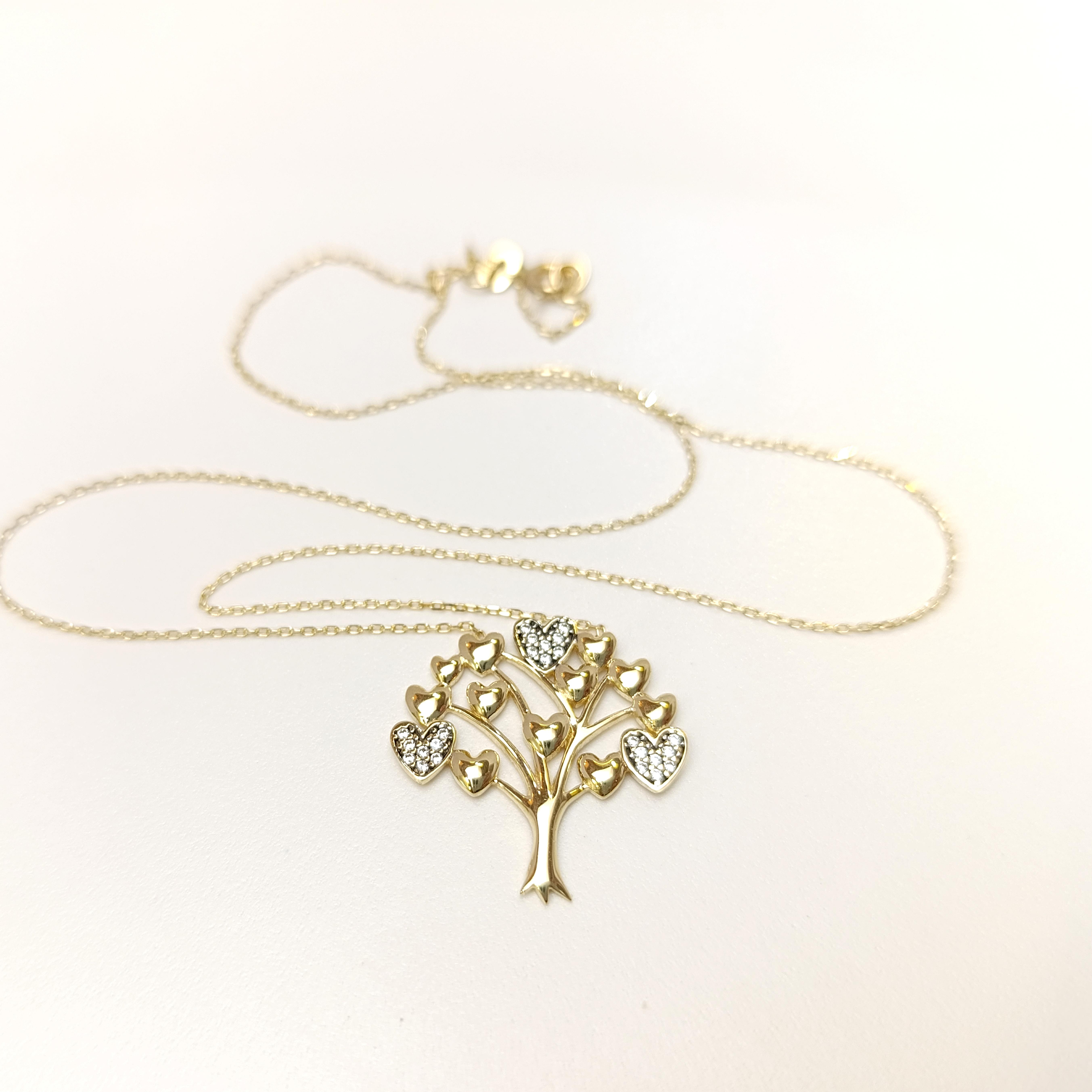 Kalpli Hayat Ağacı Kolye 14 Ayar Altın HD VİDEOLU