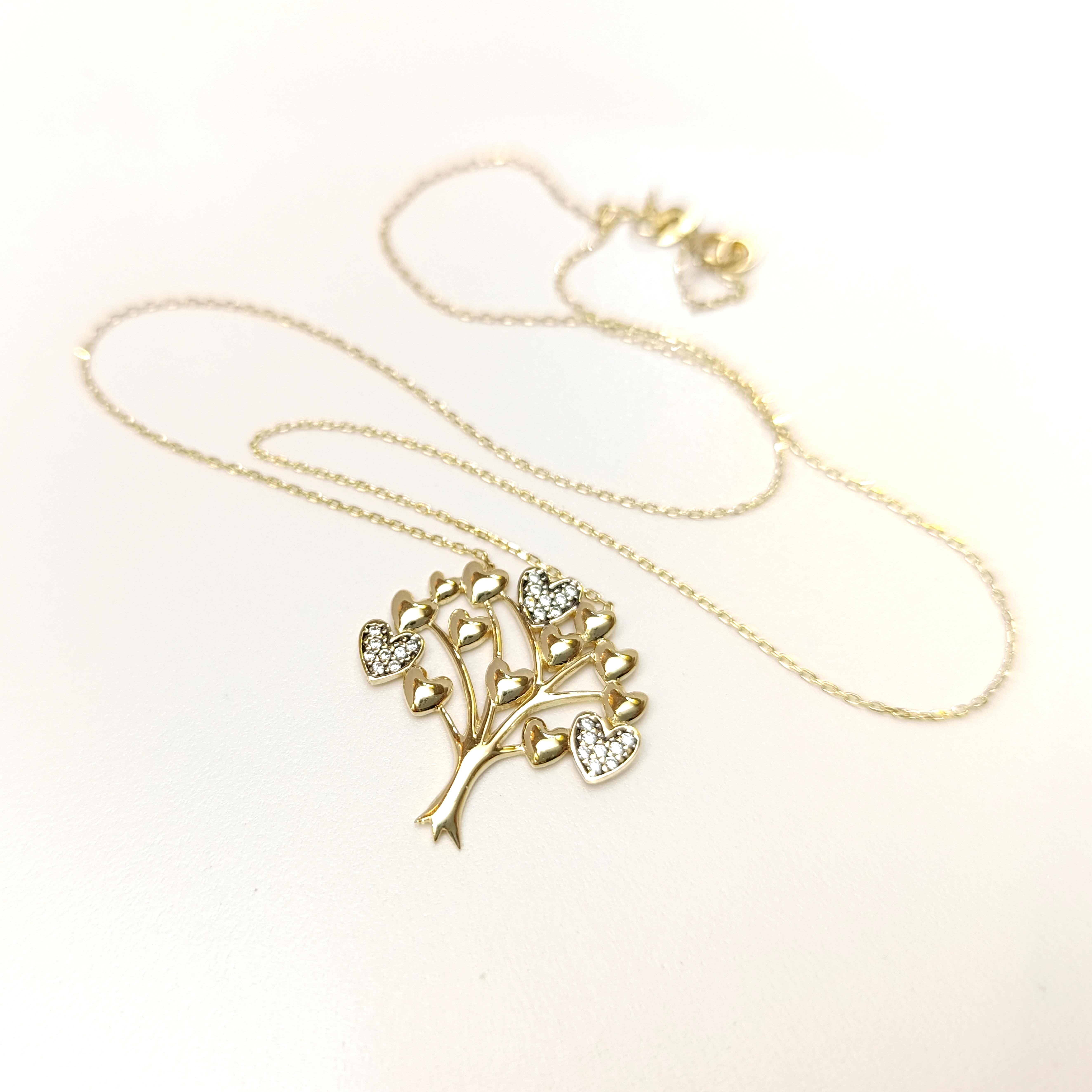 Kalpli Hayat Ağacı Kolye 14 Ayar Altın HD VİDEOLU