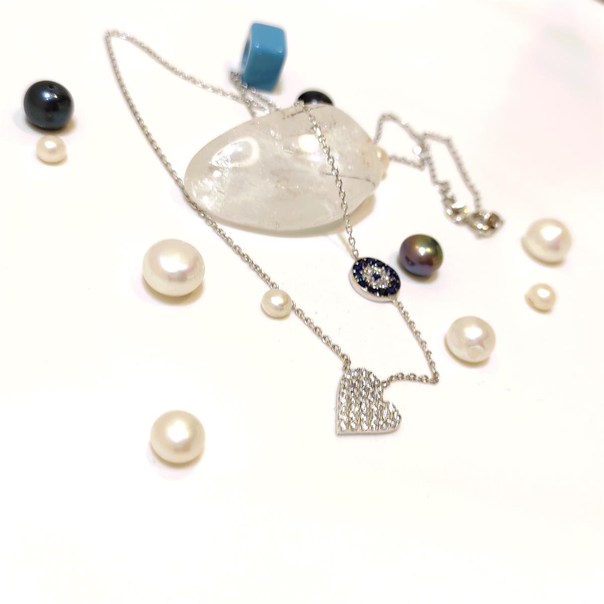 Kalpli ve Göz Kolye 14 Ayar Altın  HD VİDEOLU