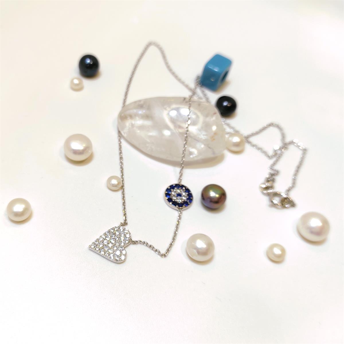 Kalpli ve Göz Kolye 14 Ayar Altın  HD VİDEOLU