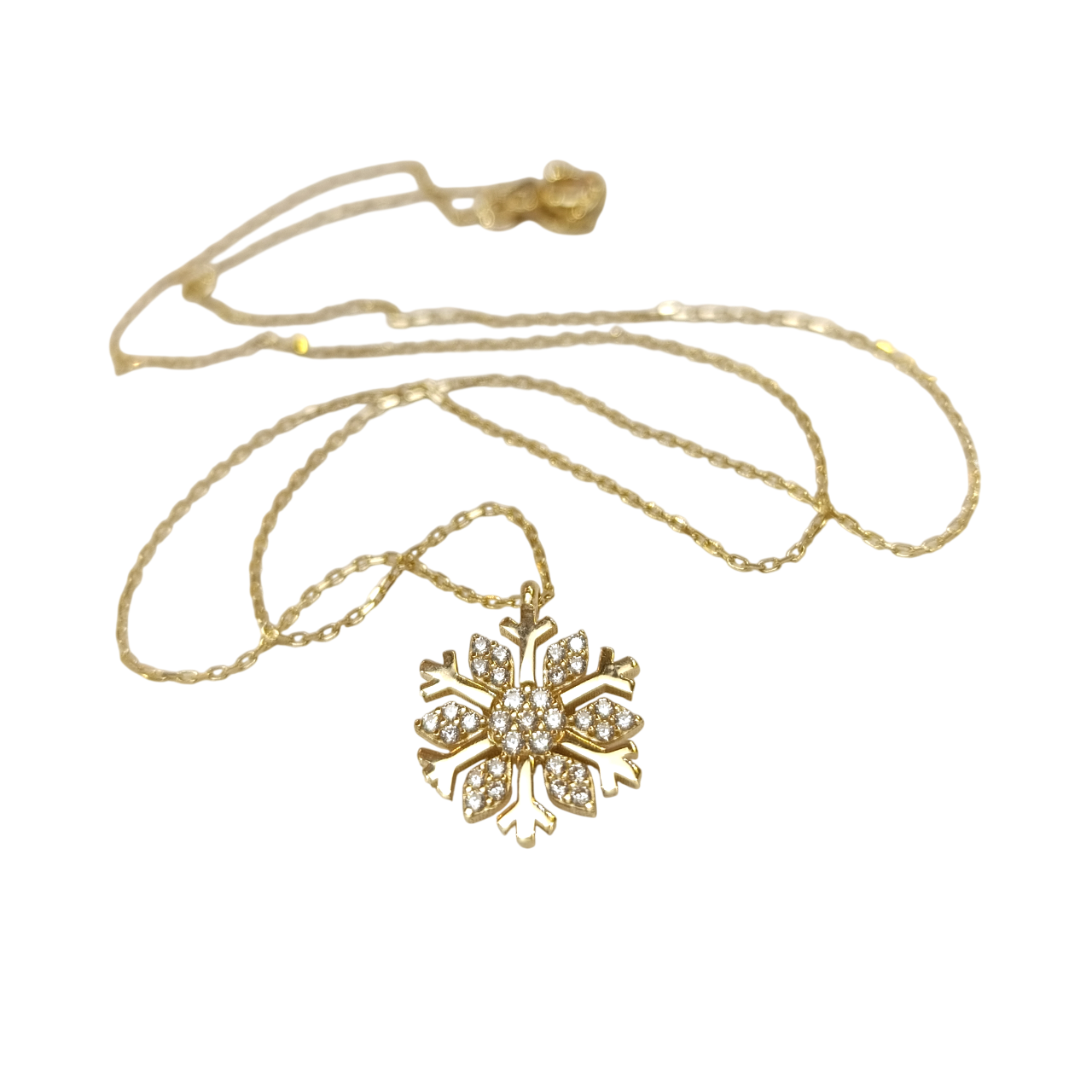 Kar Tanesi Kolye 14 Ayar Altın HD VİDEOLU