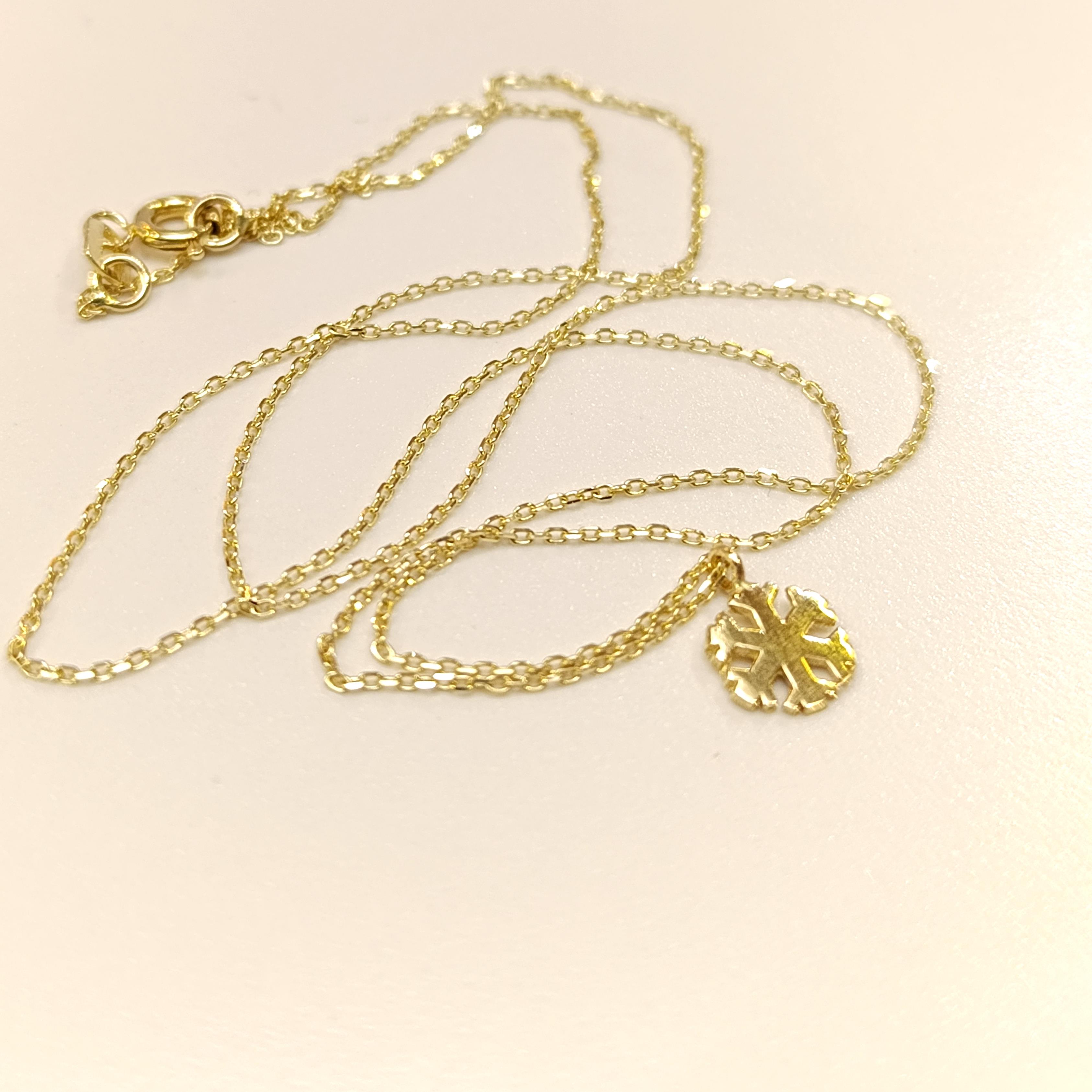 Kar Tanesi Kolye 14 Ayar Altın HD VİDEOLU