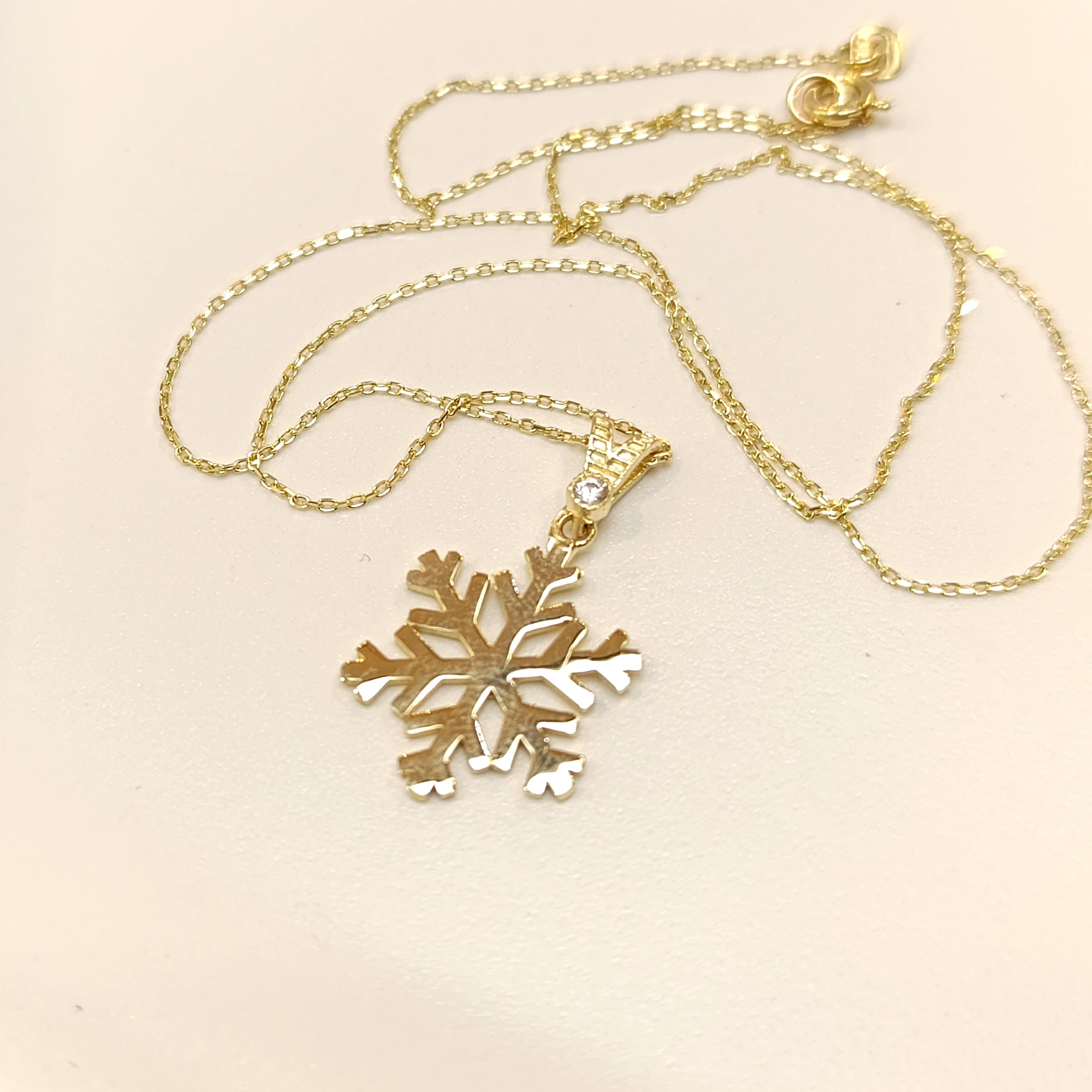 Kar Tanesi Kolye 14 Ayar Altın  HD VİDEOLU