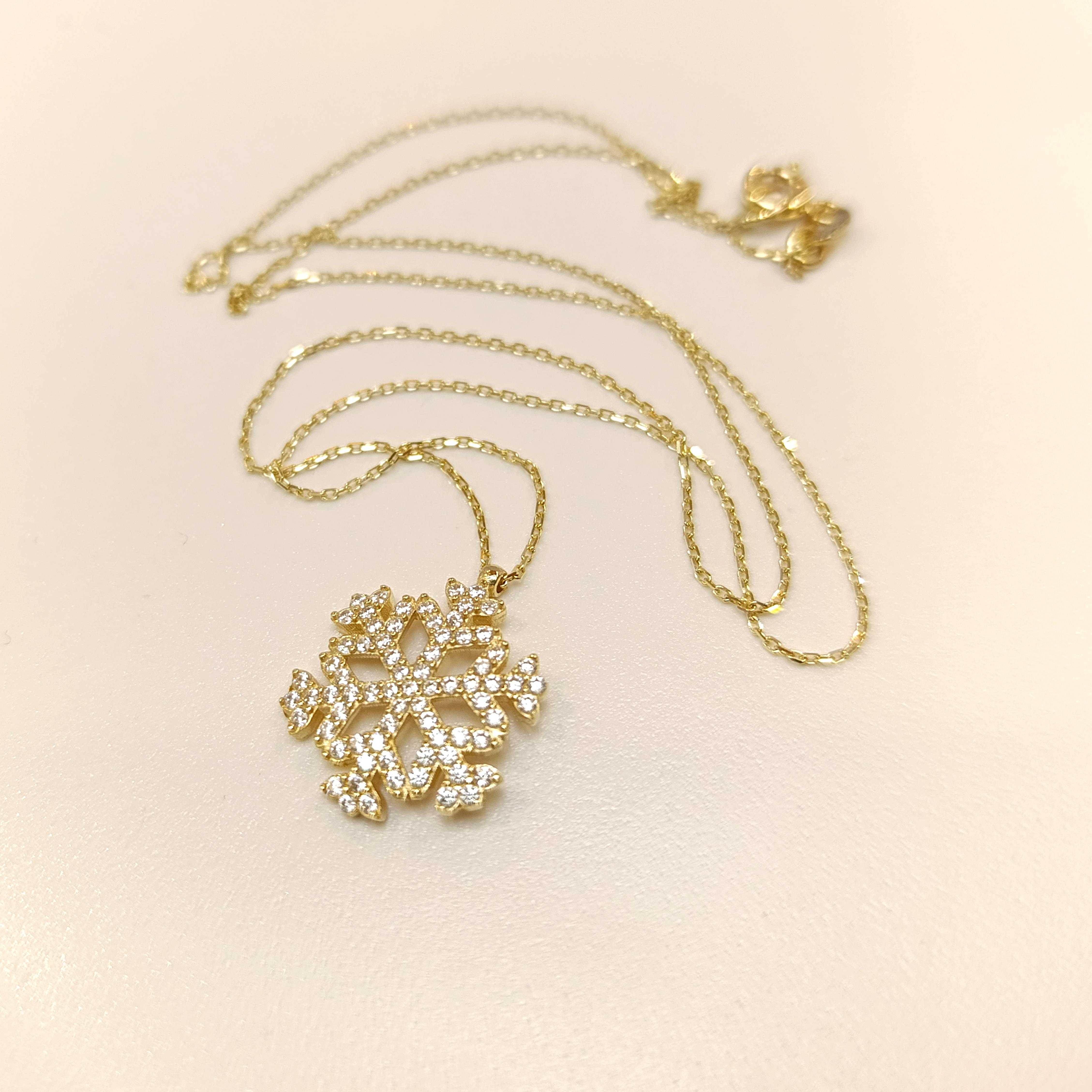 Kar Tanesi Kolye 14 Ayar Altın  HD VİDEOLU