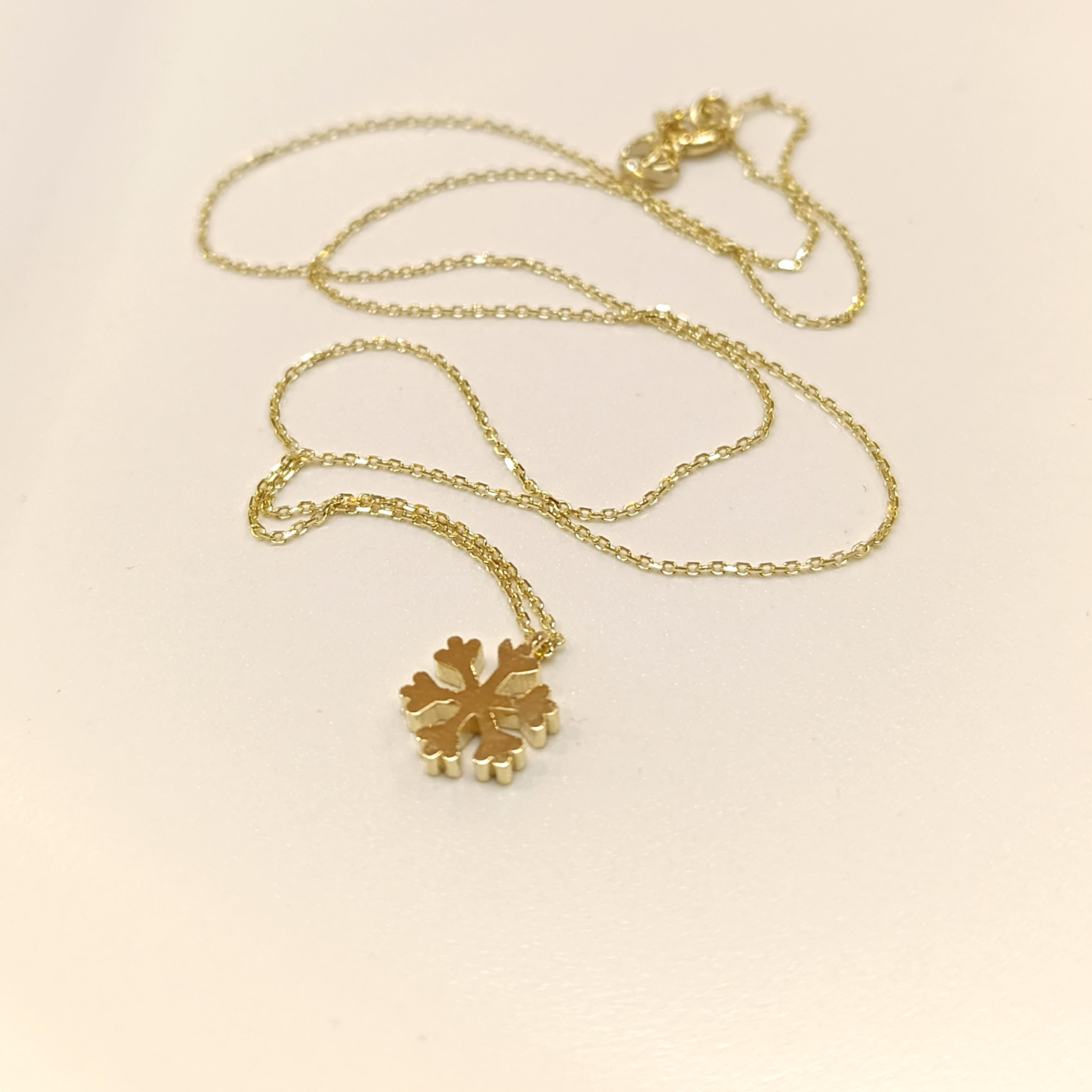 Kar Tanesi Kolye 14 Ayar Altın HD VİDEOLU