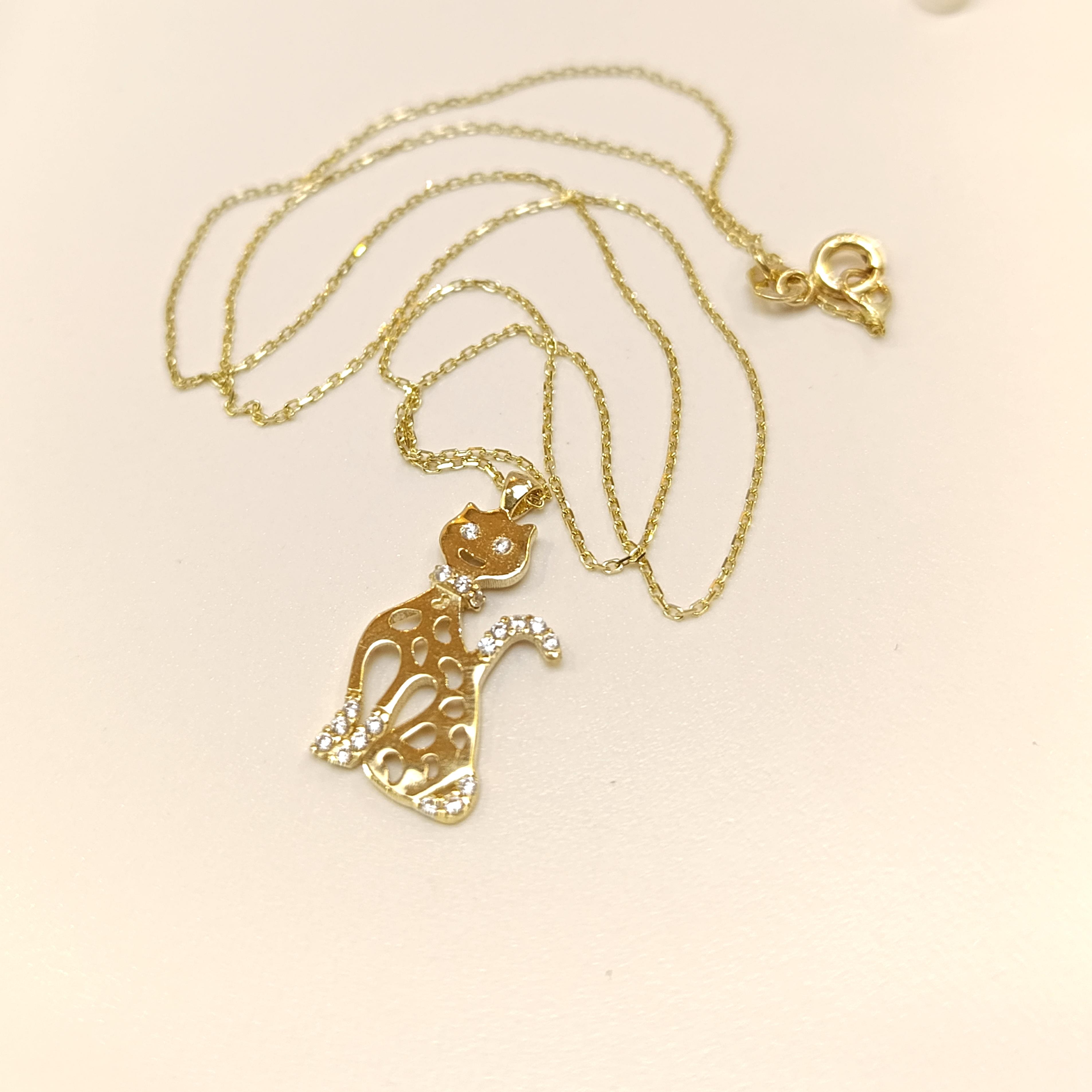 Kedi Kolye 14 Ayar Altın  HD VİDEOLU