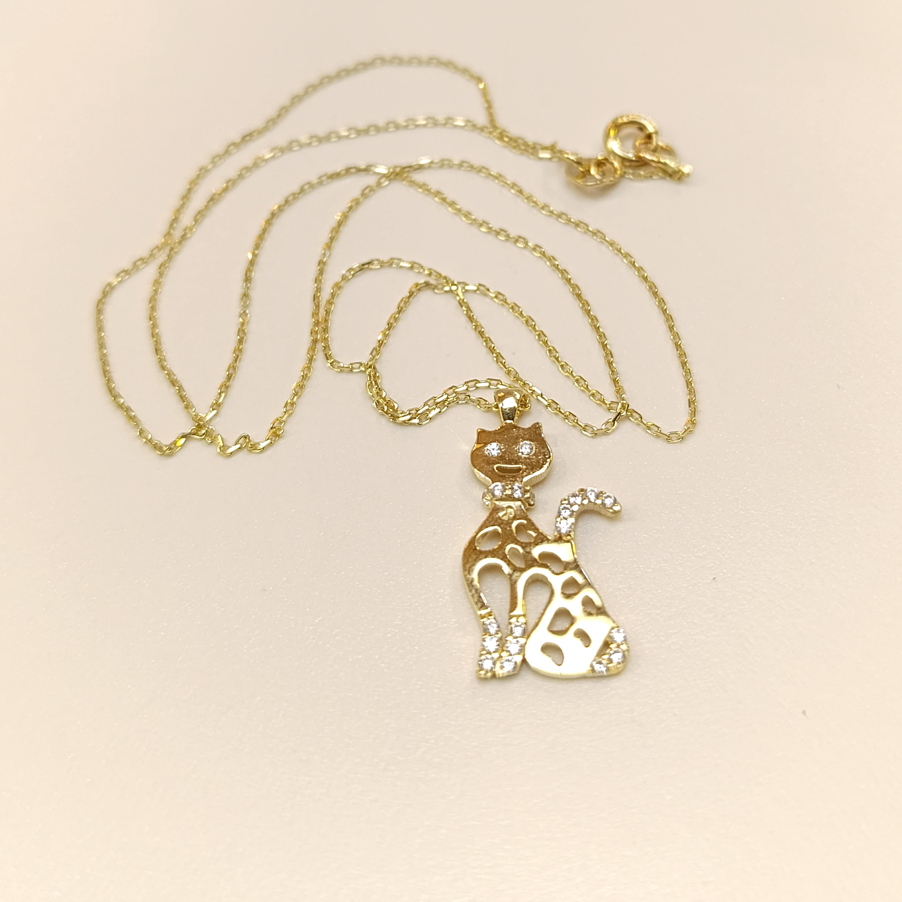 Kedi Kolye 14 Ayar Altın  HD VİDEOLU