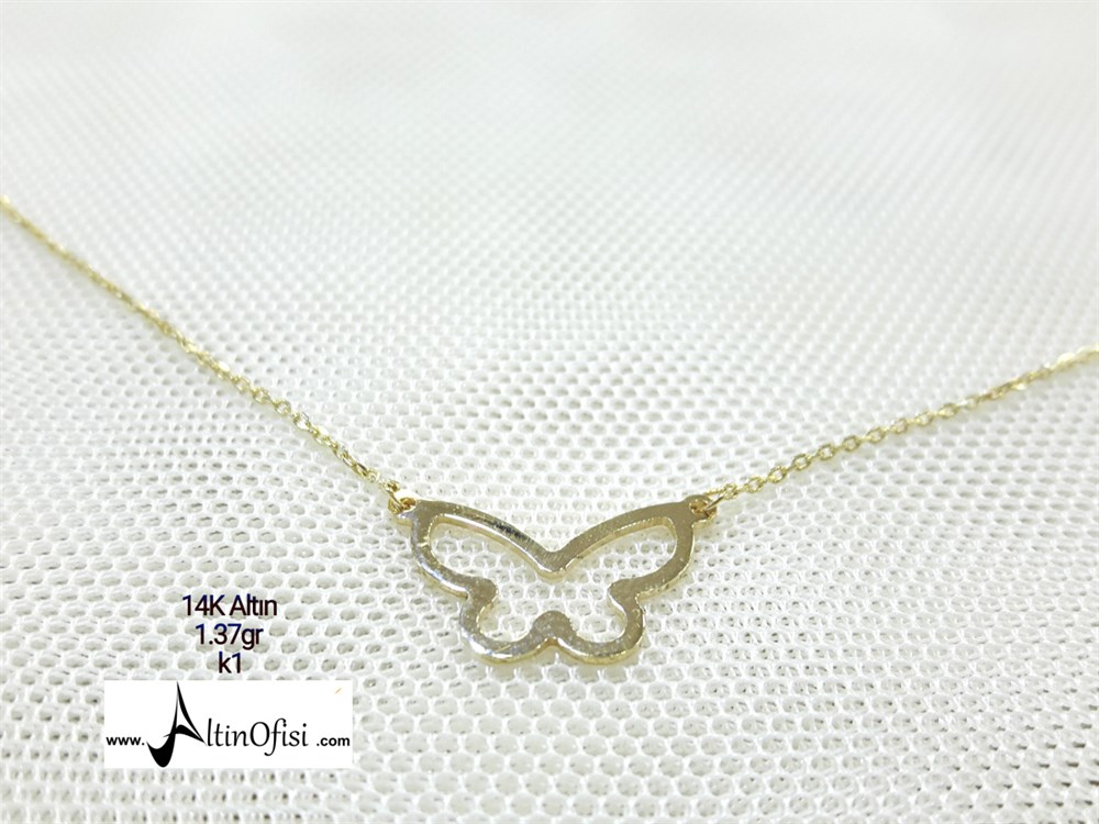 Kelebek Kolye 14 Ayar Altın