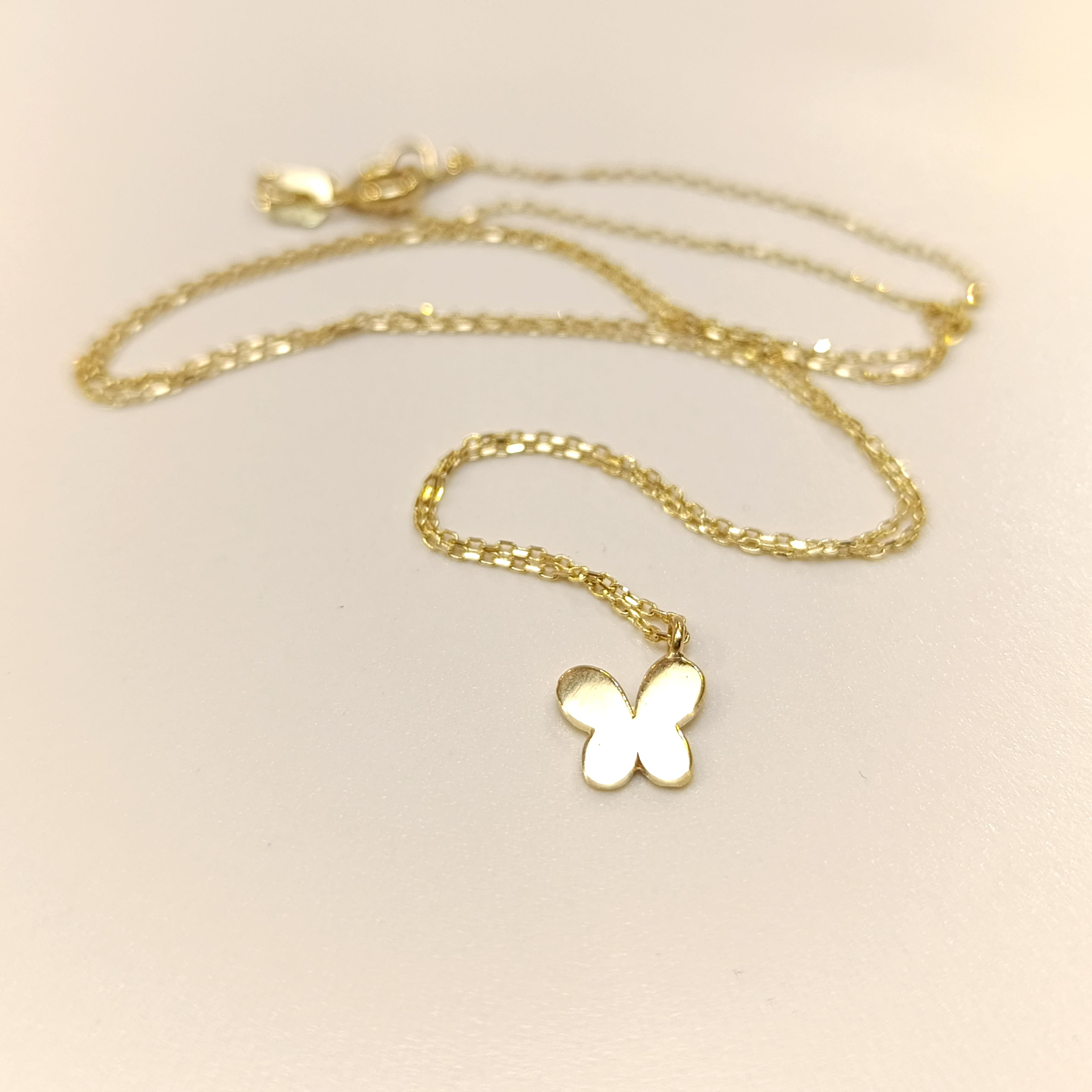 Kelebek Kolye 14 Ayar Altın  HD VİDEOLU