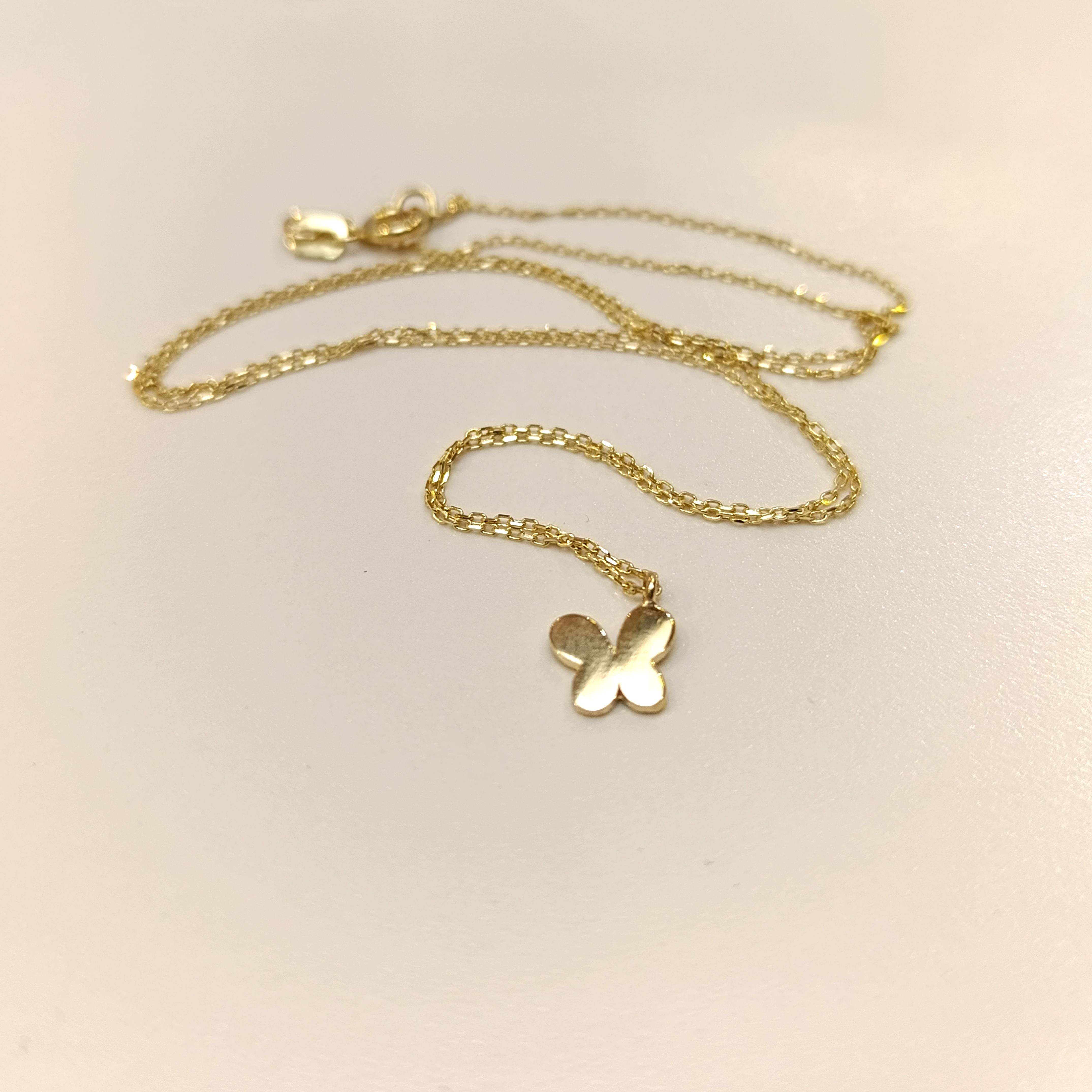 Kelebek Kolye 14 Ayar Altın  HD VİDEOLU