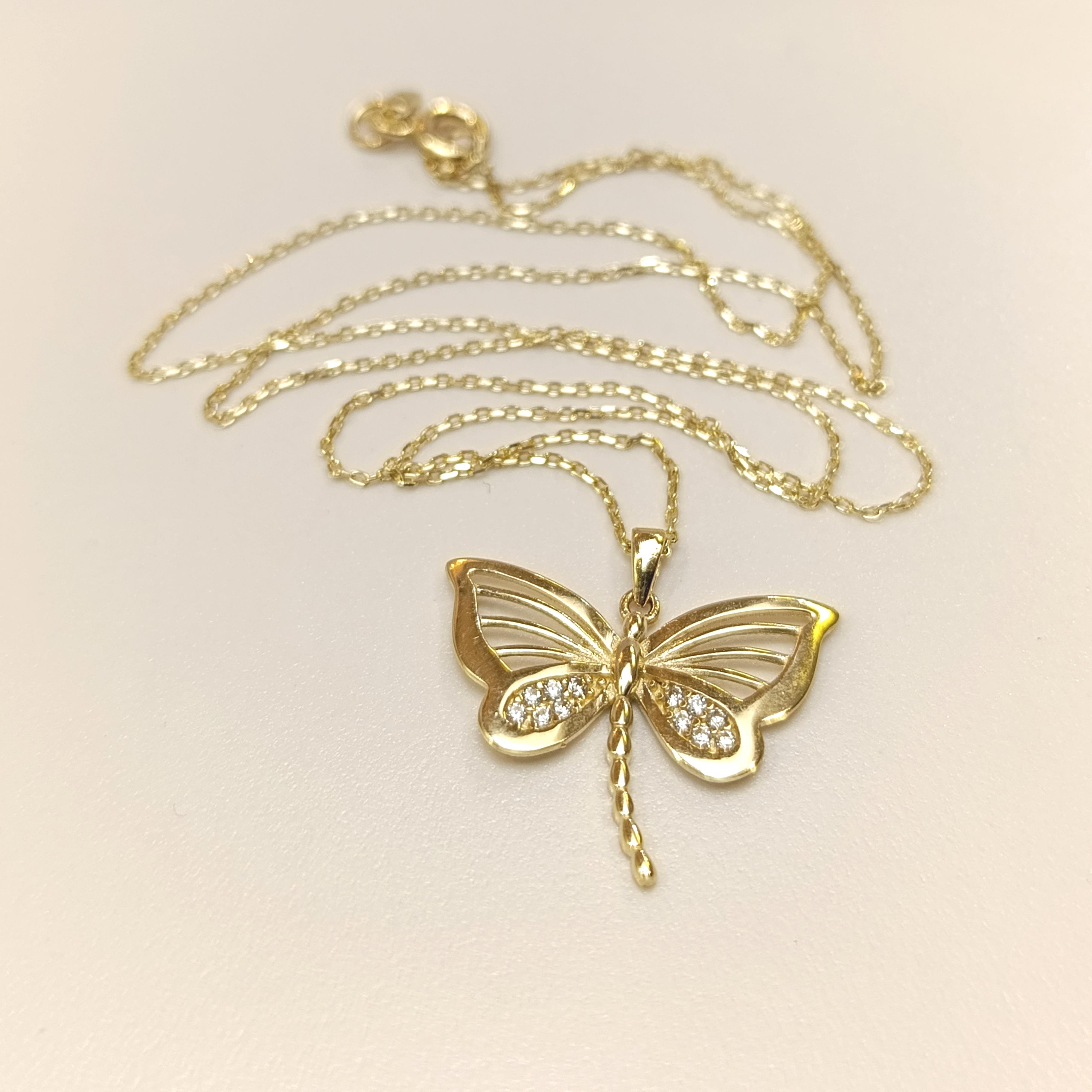 Kelebek Kolye 14 Ayar Altın  HD VİDEOLU