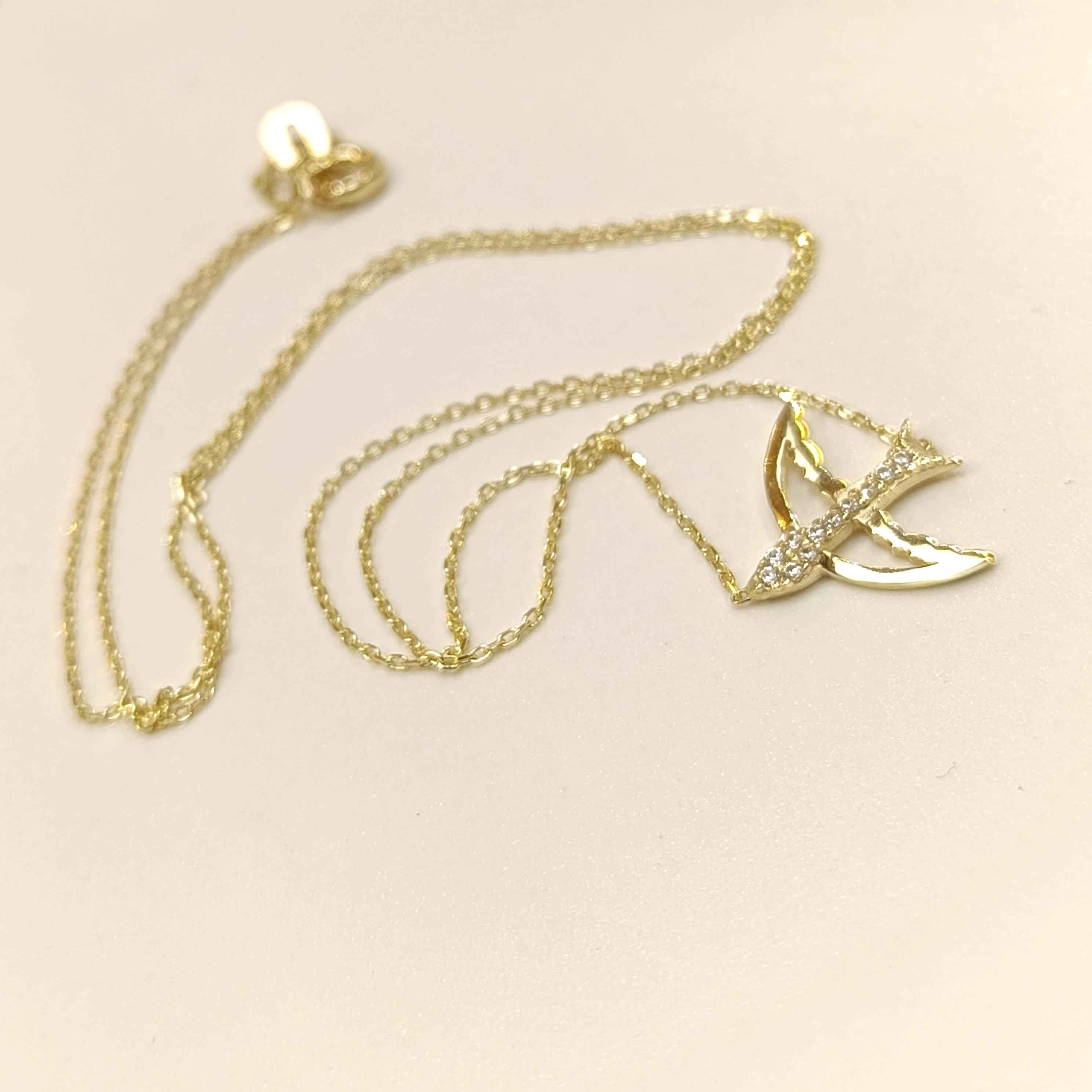 Kırlangıç Kolye 14 Ayar Altın  HD VİDEOLU