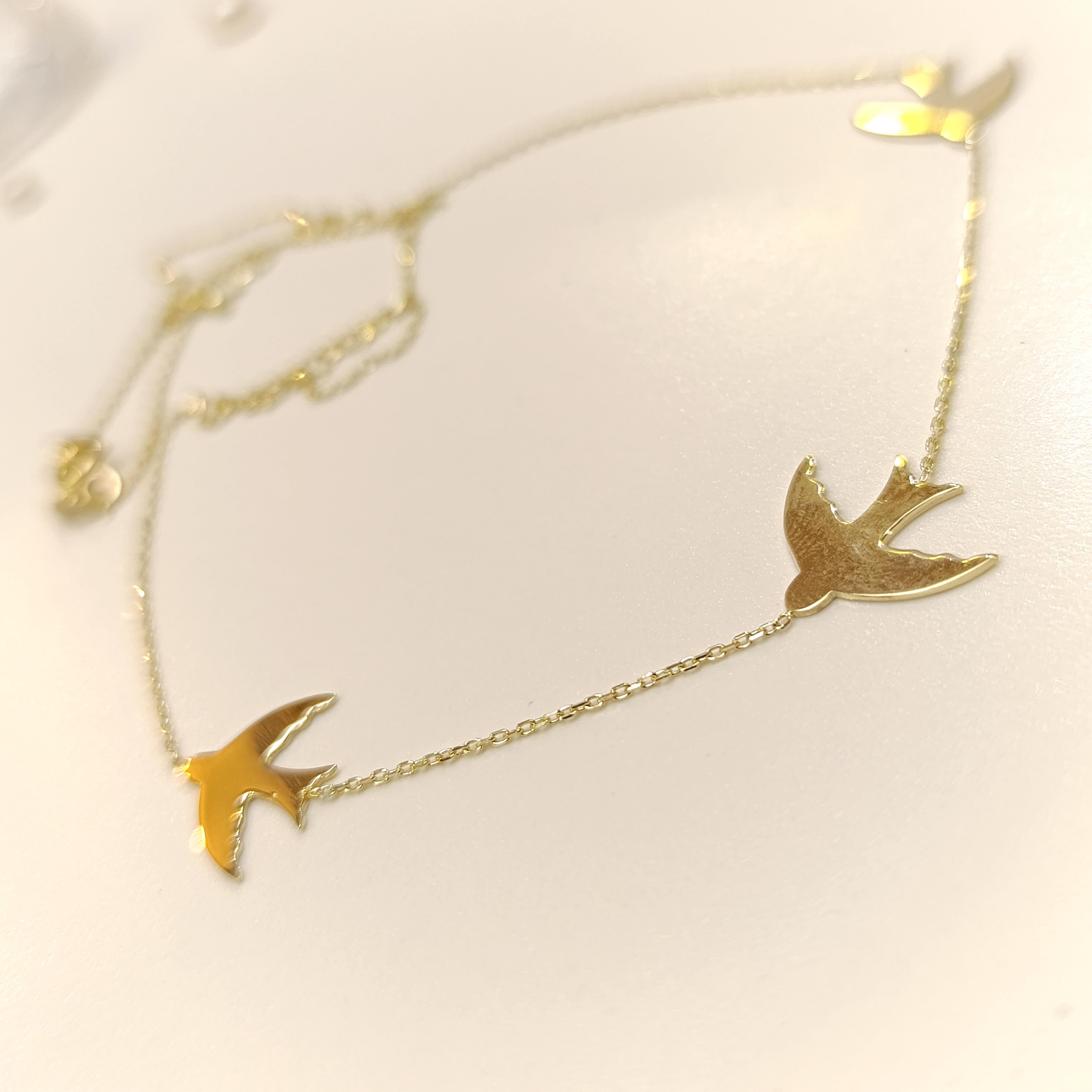 Kırlangıç Kolye 14 Ayar Altın  HD VİDEOLU