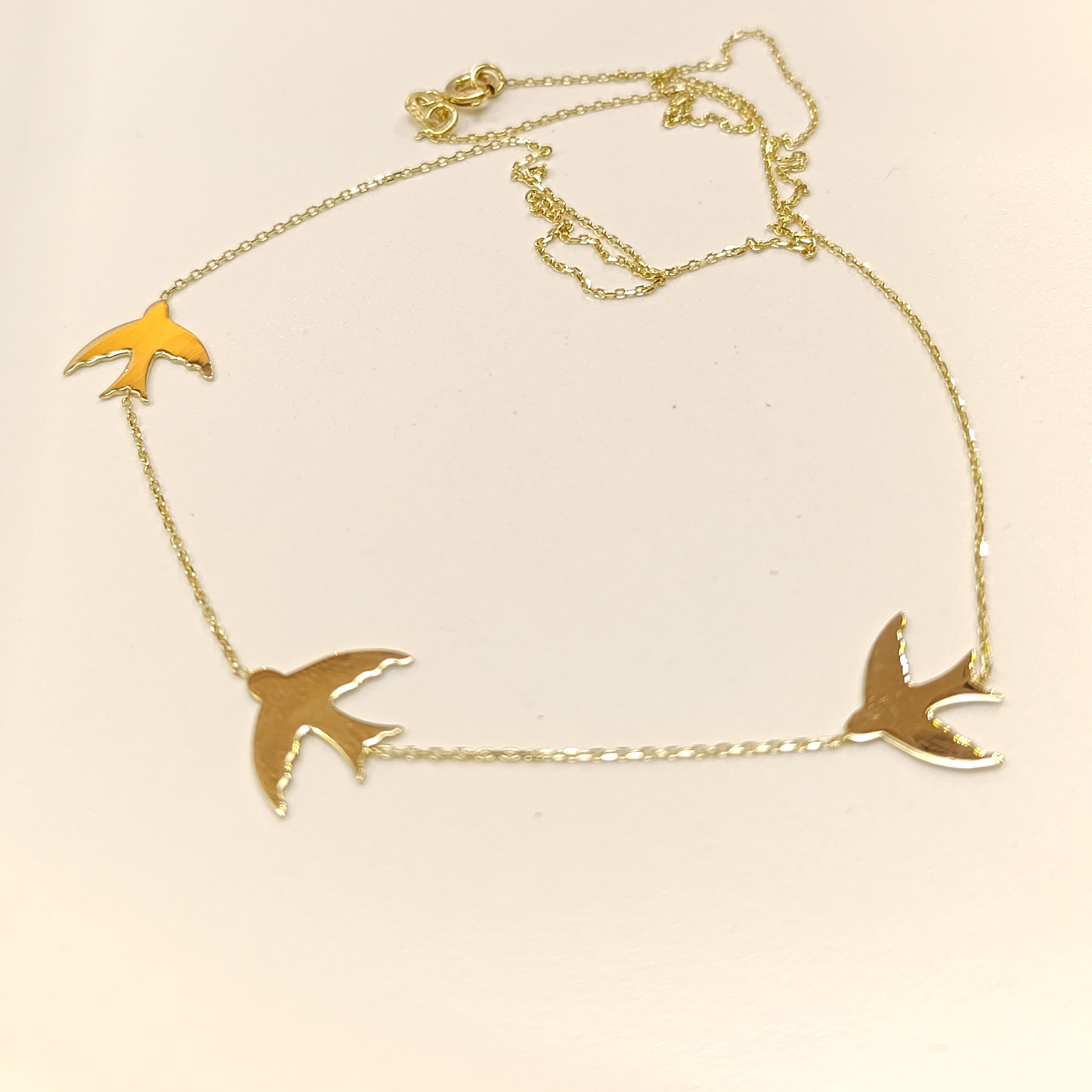 Kırlangıç Kolye 14 Ayar Altın  HD VİDEOLU