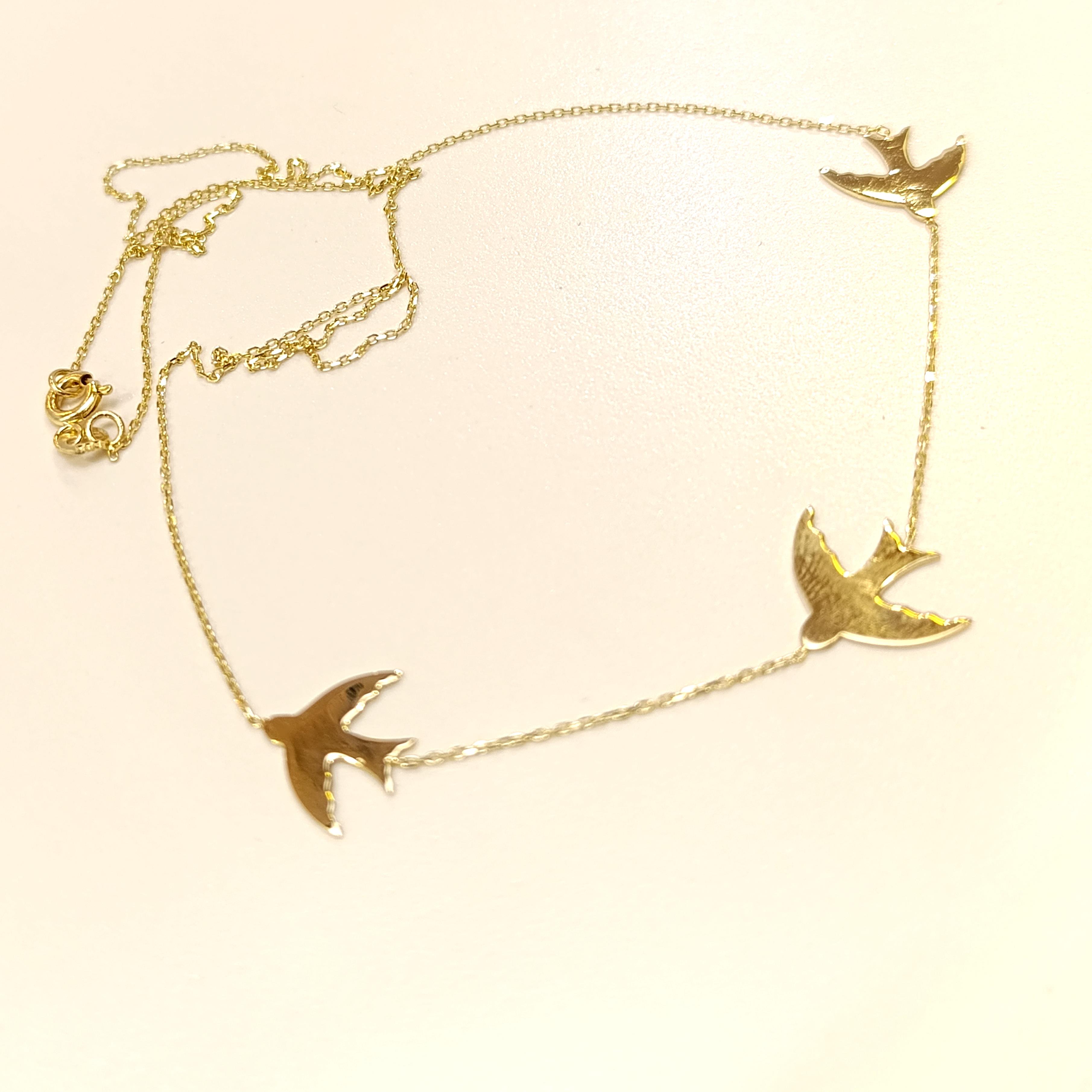 Kırlangıç Kolye 14 Ayar Altın  HD VİDEOLU