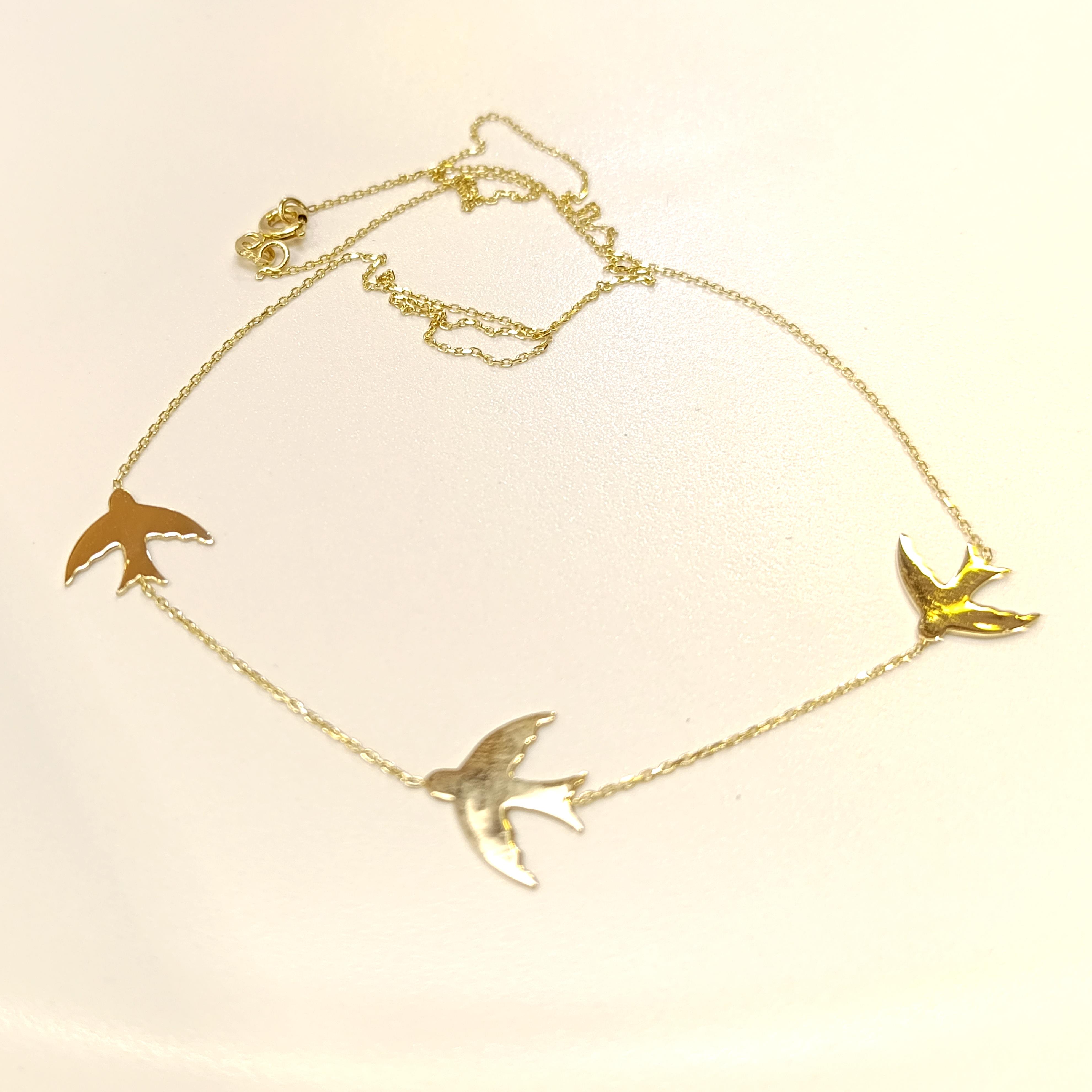 Kırlangıç Kolye 14 Ayar Altın  HD VİDEOLU