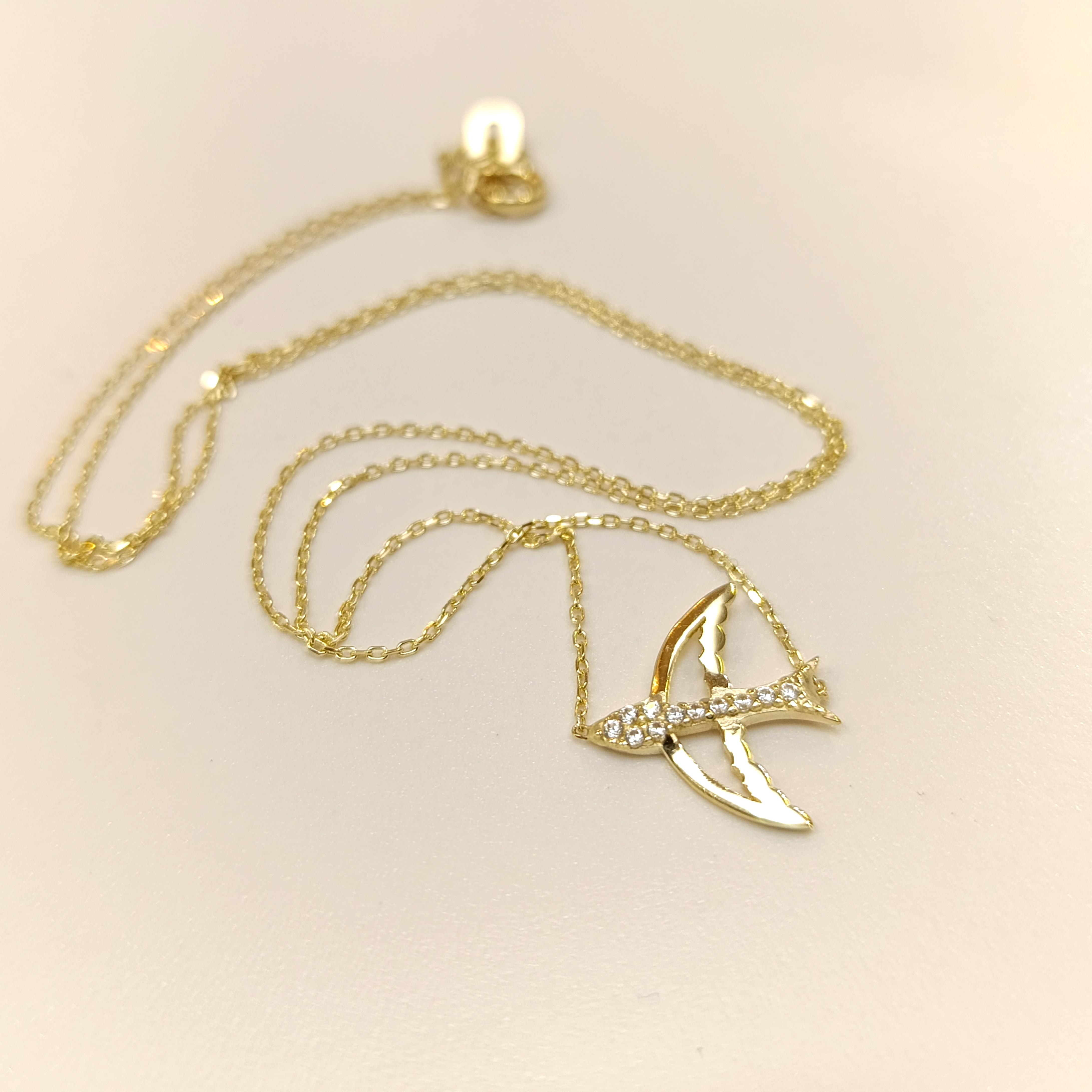 Kırlangıç Kolye 14 Ayar Altın  HD VİDEOLU