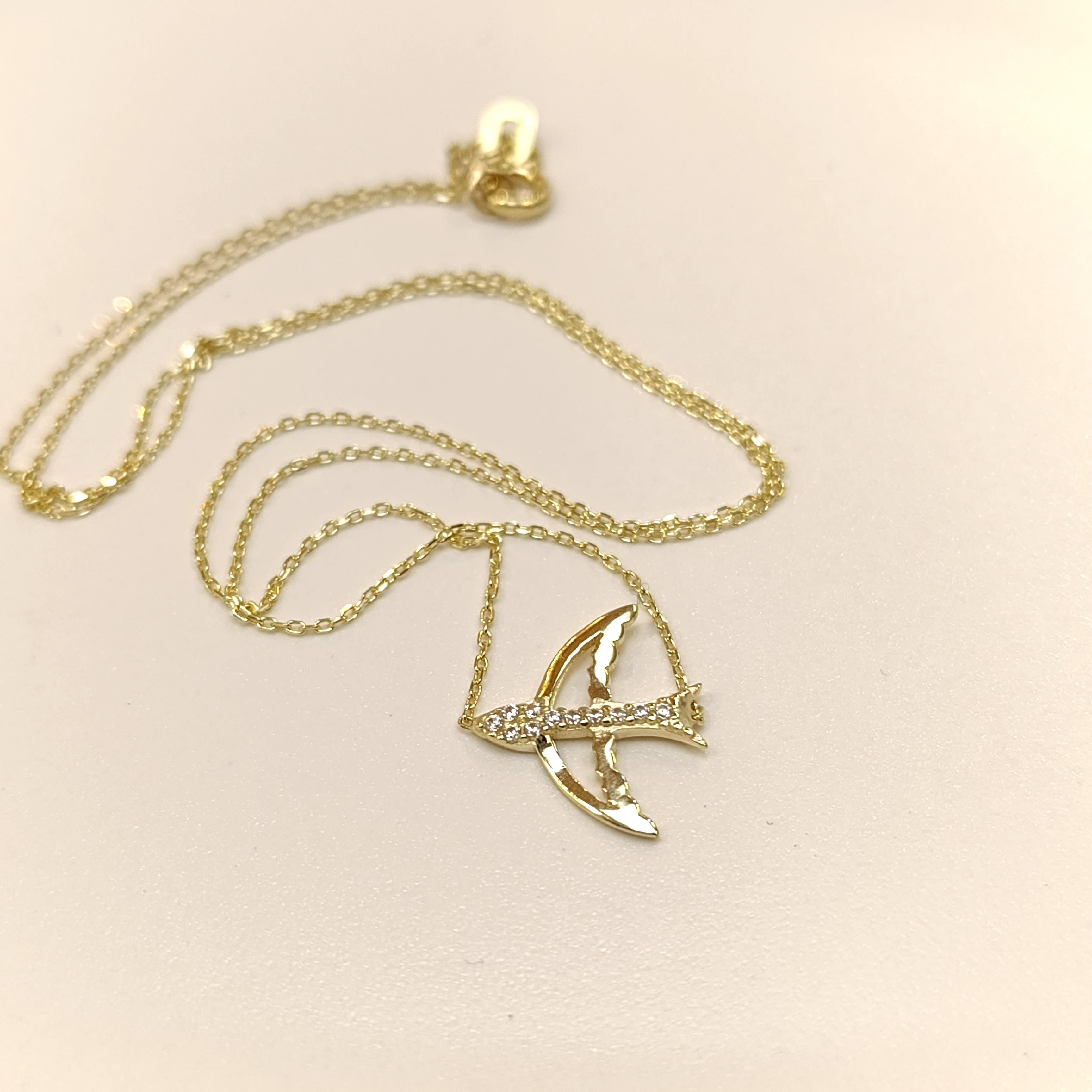 Kırlangıç Kolye 14 Ayar Altın  HD VİDEOLU