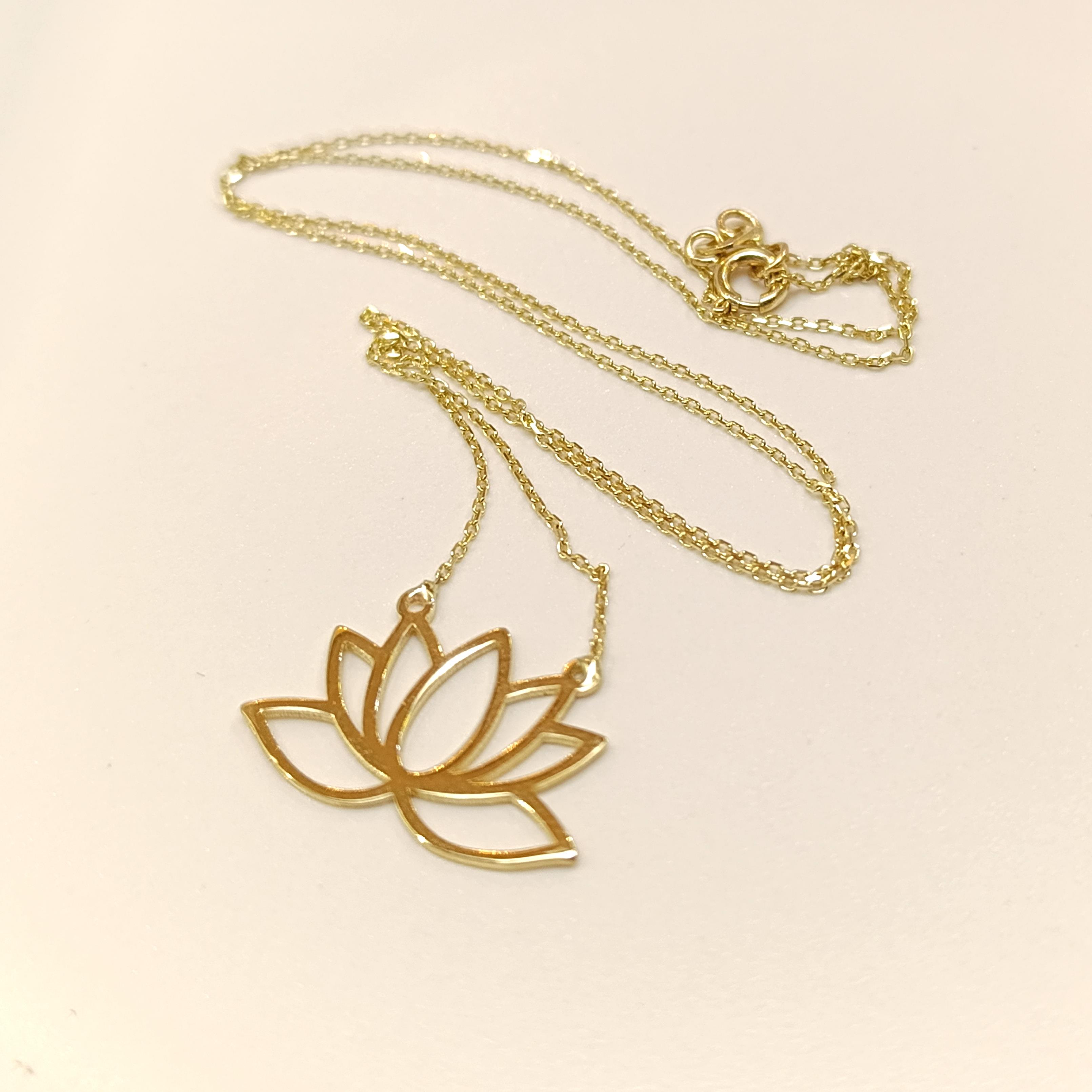 Lotus Çiçeği Kolye 14 Ayar Altın  HD VİDEOLU