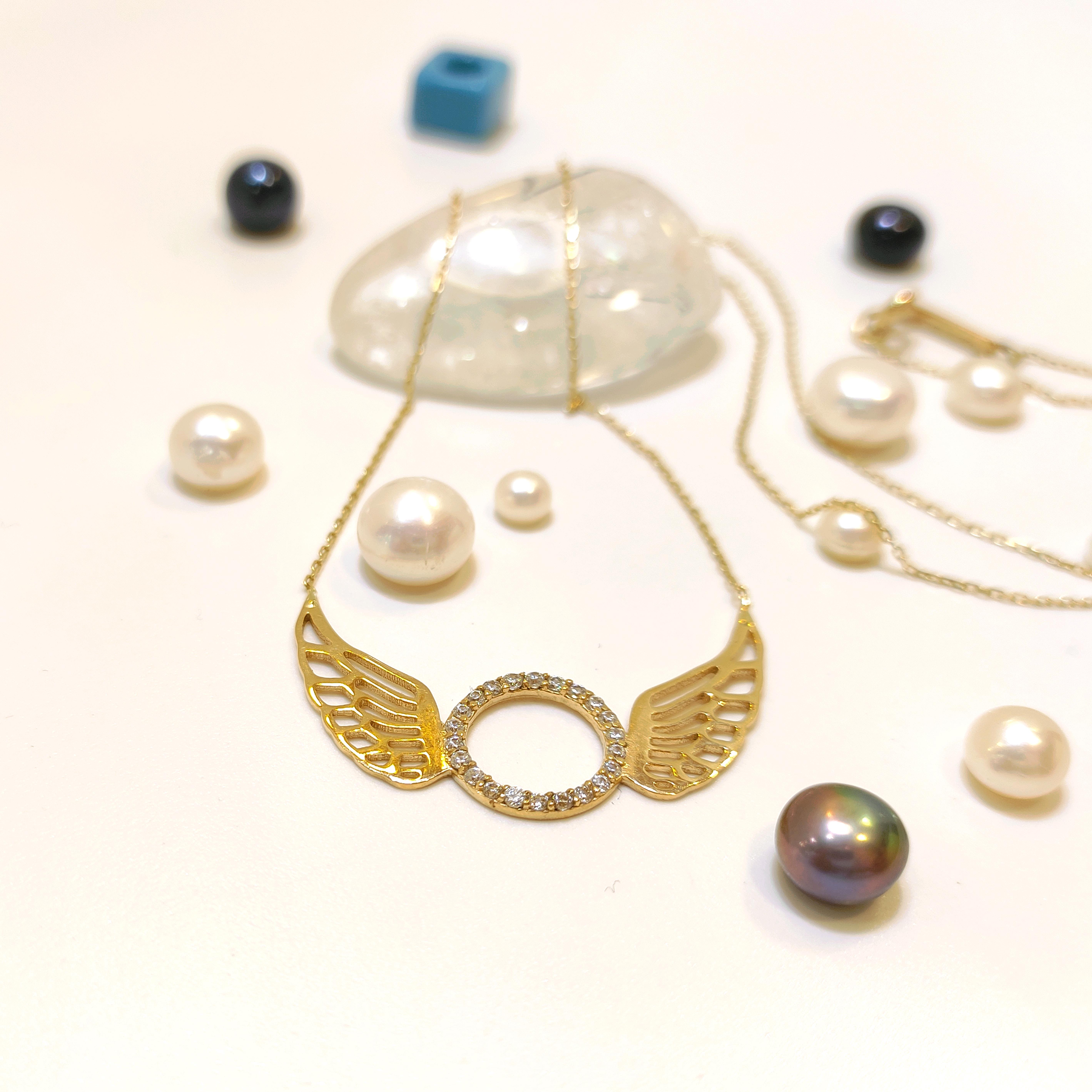 Melek Kanadı Kolye 14 Ayar Altın  HD VİDEOLU