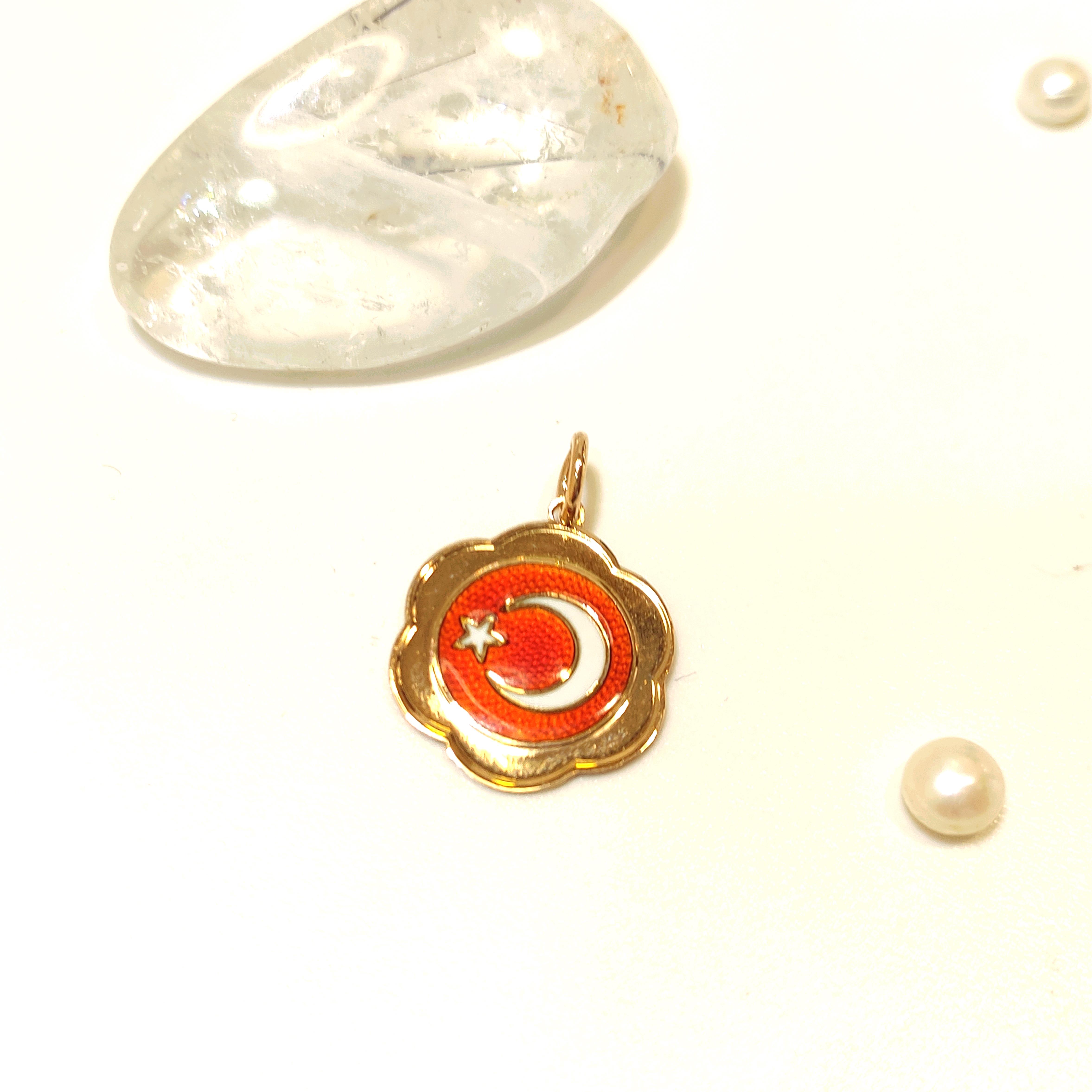 Mineli Ayyıldız Kolye Ucu 14 Ayar Altın  HD VİDEOLU