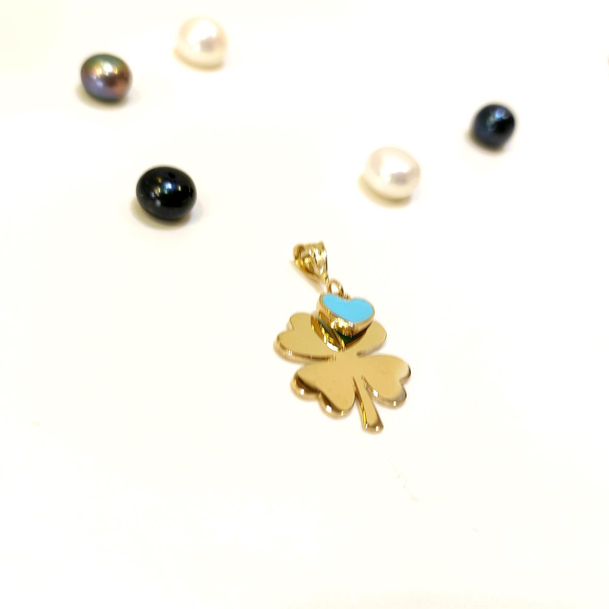 Mineli Kalpli Yonca Kolye Ucu 14 Ayar Altın HD VİDEOLU