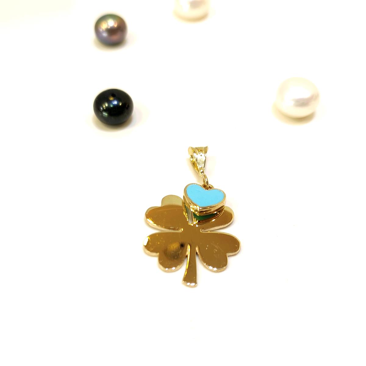 Mineli Kalpli Yonca Kolye Ucu 14 Ayar Altın HD VİDEOLU