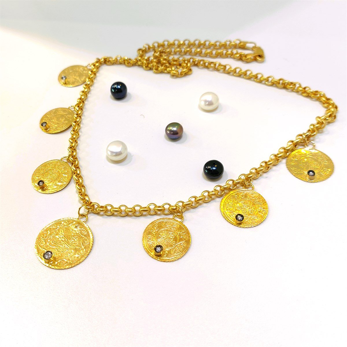 Otantik 22K Penezli  14K Zincirli Kolye Gerdanlık Altın HD VİDEOLU