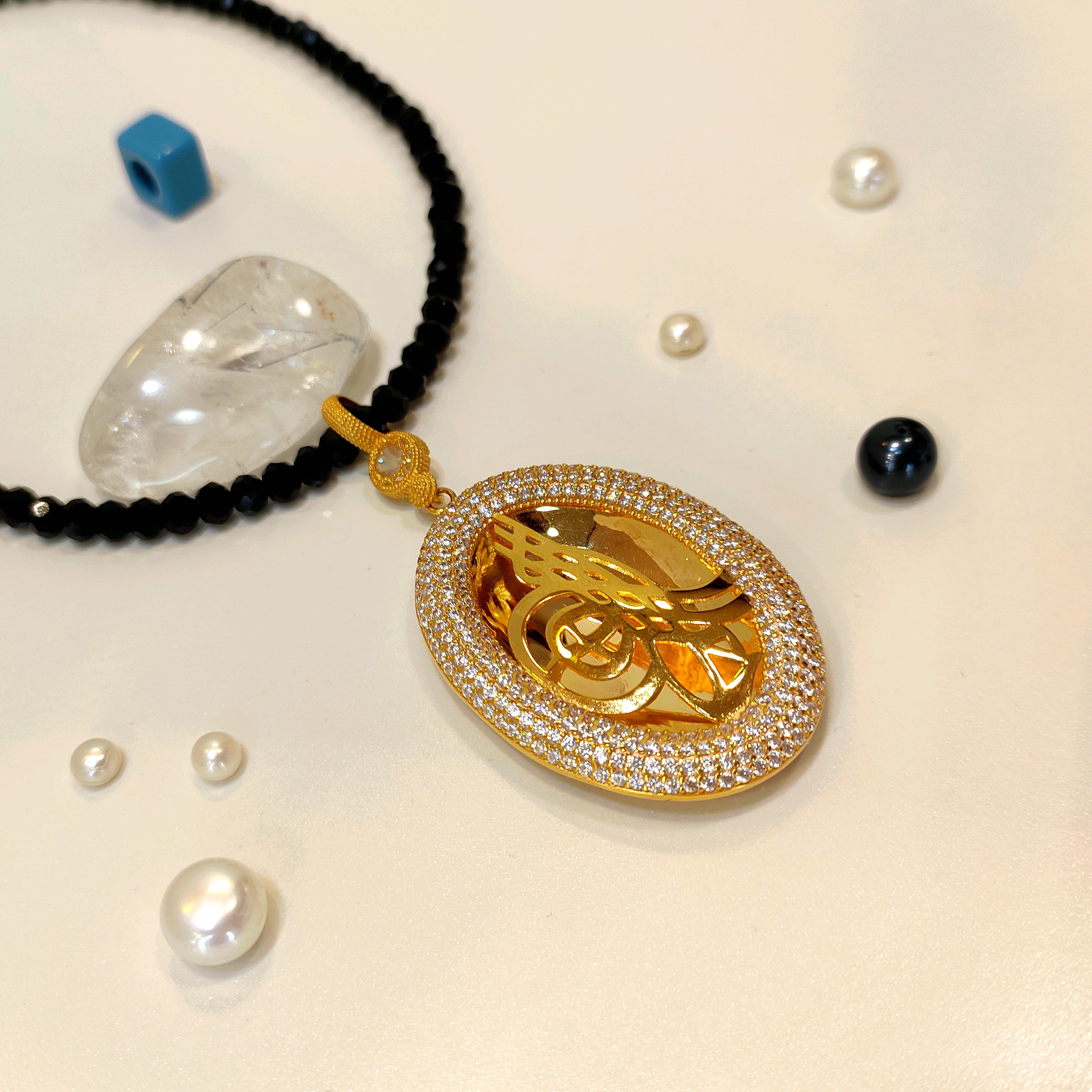 Oval Tuğralı Kolye 14 Ayar Altın HD VİDEOLU