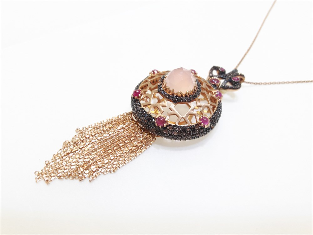 Özel Seri Doğal Taşlı Kolye 14 Ayar Altın