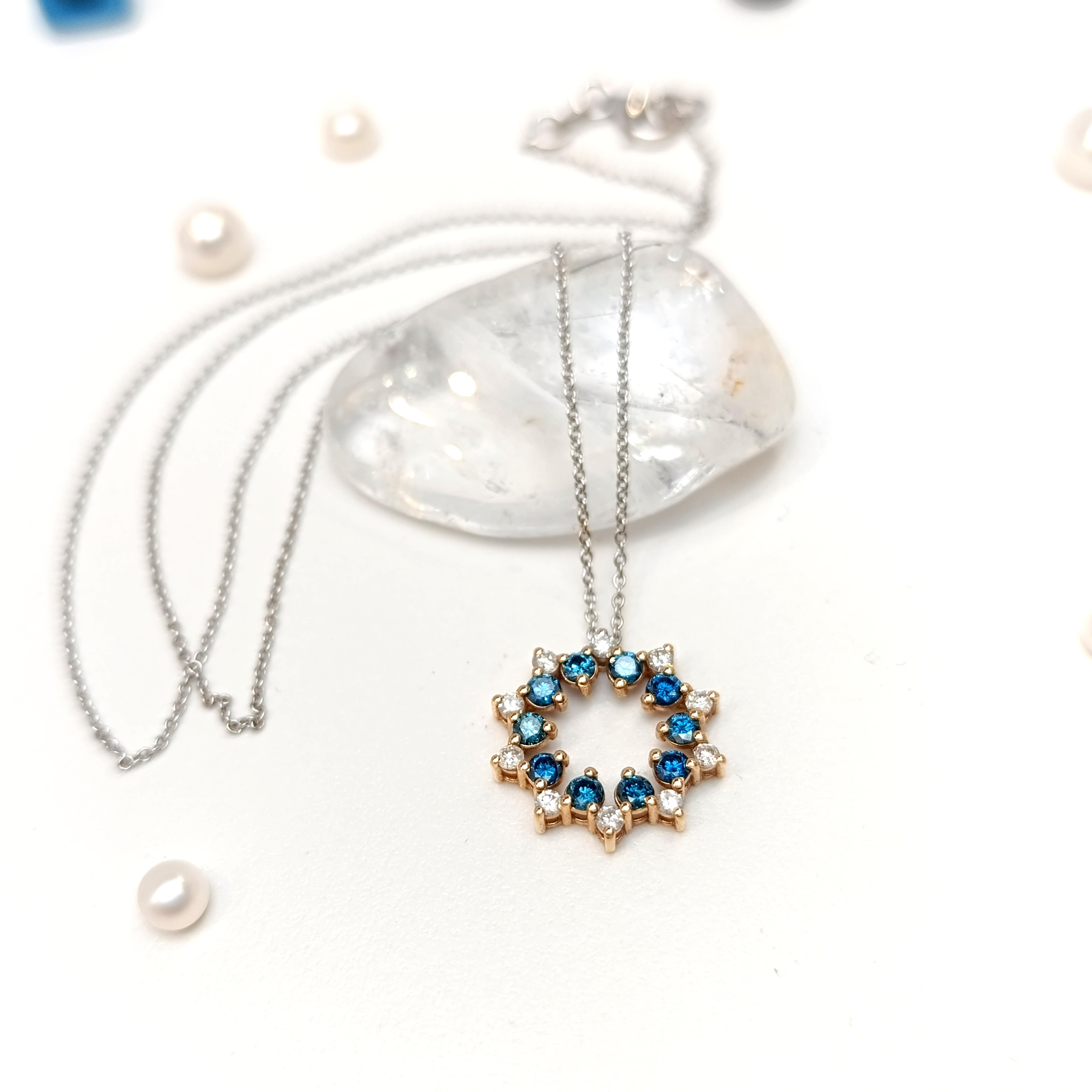 Pırlanta ve Topaz Taşlı Kolye 14 Ayar Altın HD VİDEOLU