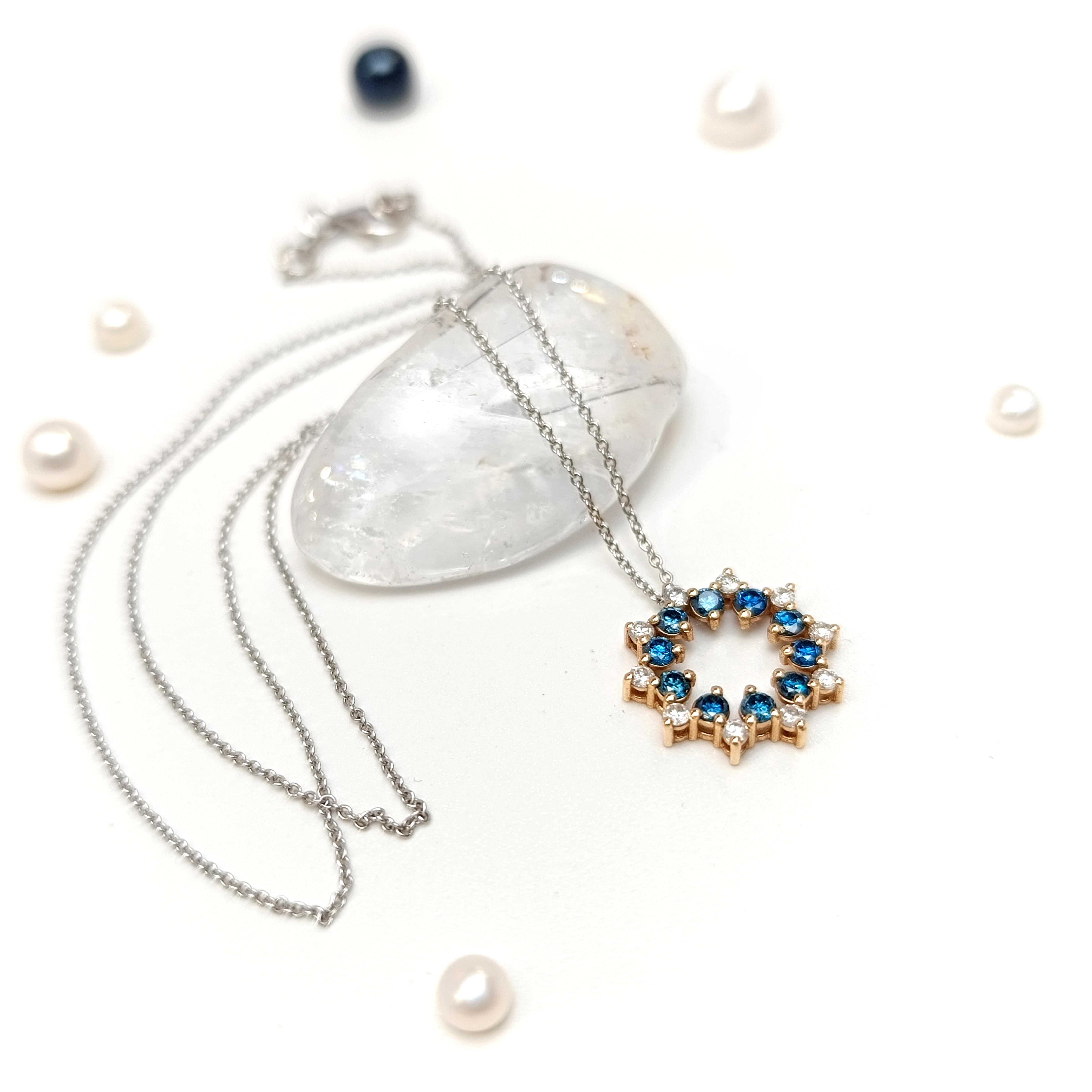 Pırlanta ve Topaz Taşlı Kolye 14 Ayar Altın HD VİDEOLU