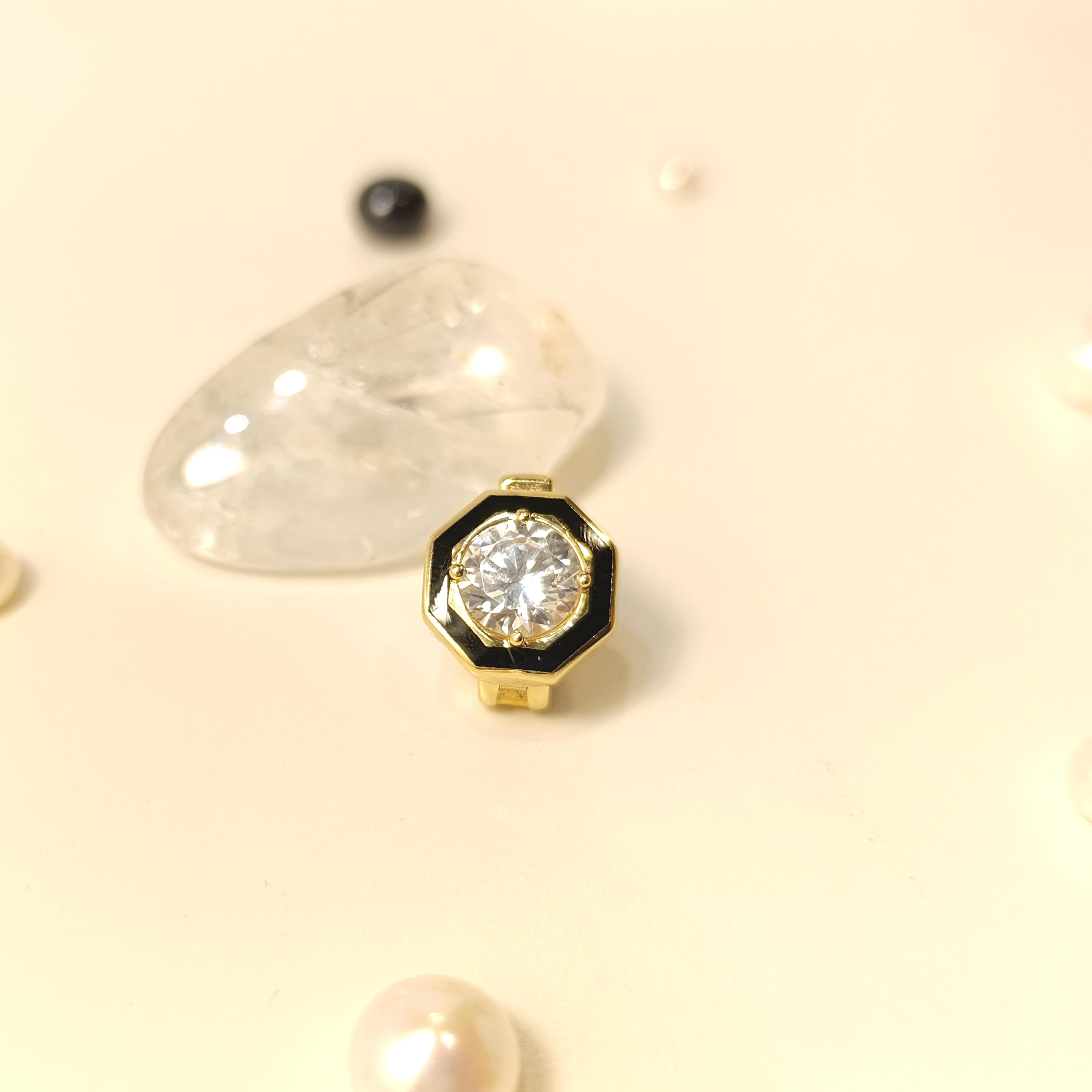 Siyah Mineli Tek Taş Anahtar Çapa Kalp Kolye 14 Ayar  Altın HD VİDEOLU