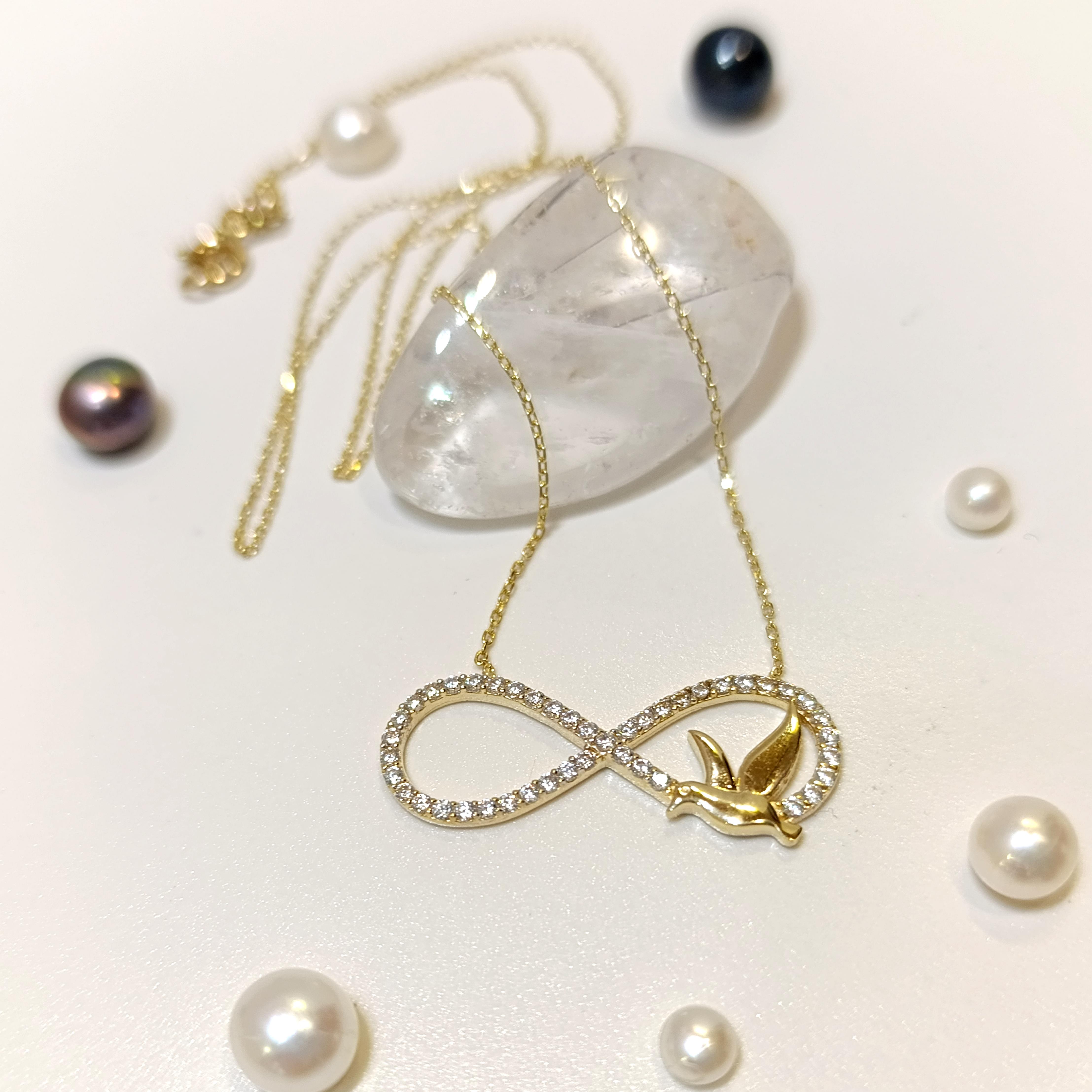 Sonsuzluk Kolye 14 Ayar Altın HD VİDEOLU