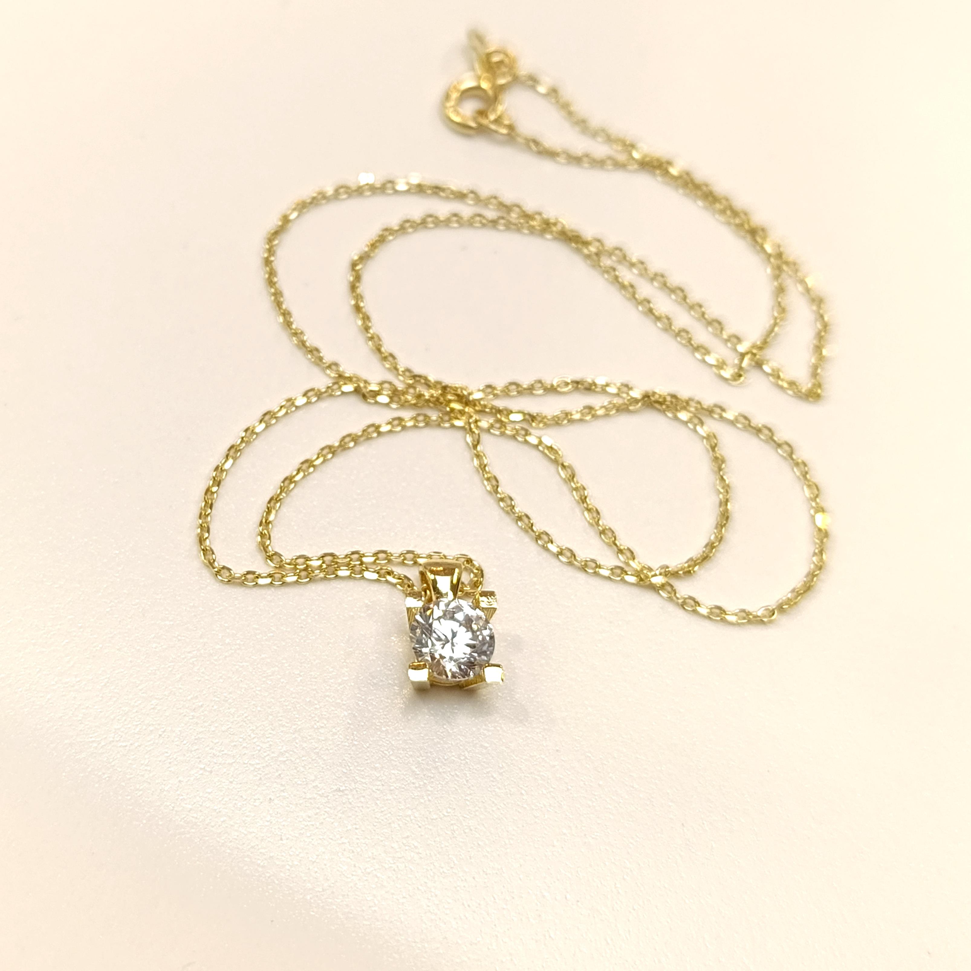 Tek Taş Kolye 14 Ayar Altın HD VİDEOLU