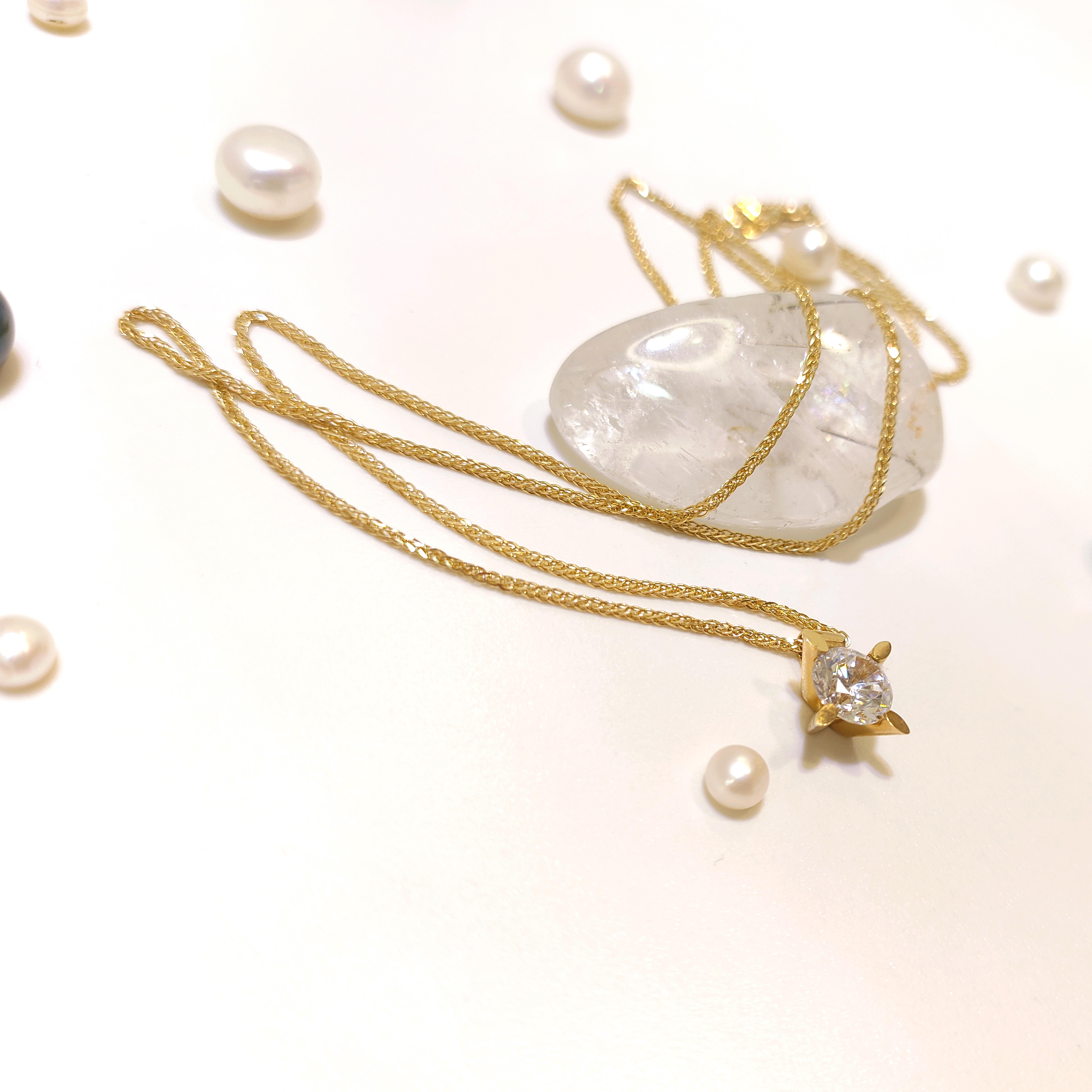 Tek Taş Kolye 14 Ayar Altın  HD VİDEOLU