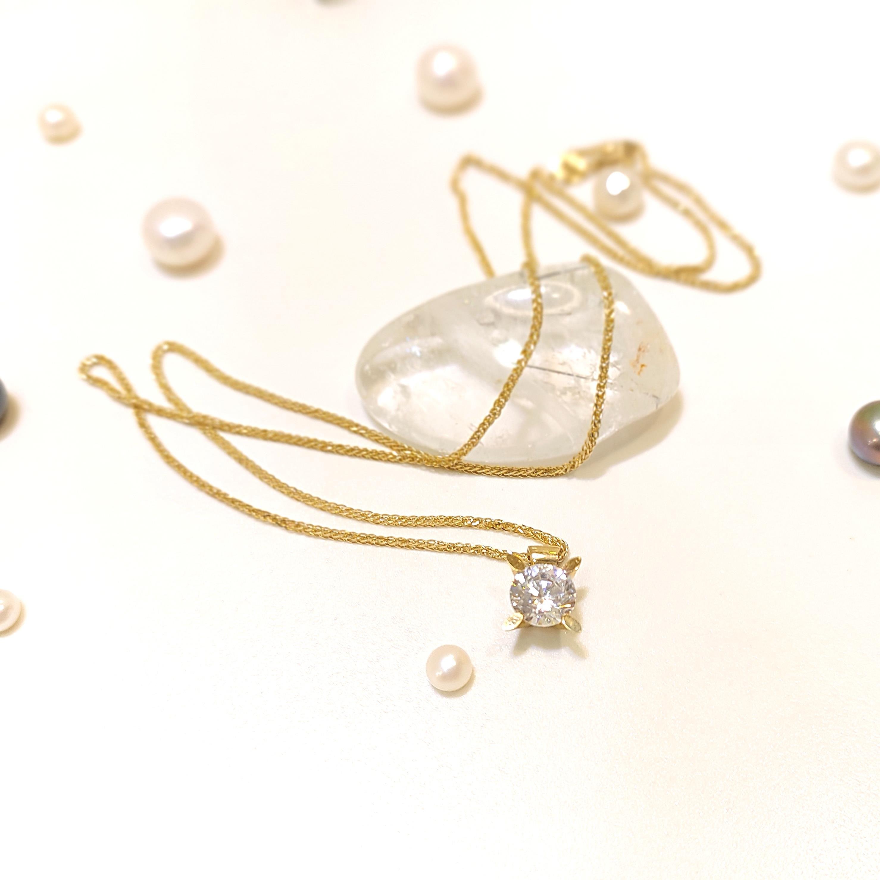 Tek Taş Kolye 14 Ayar Altın  HD VİDEOLU