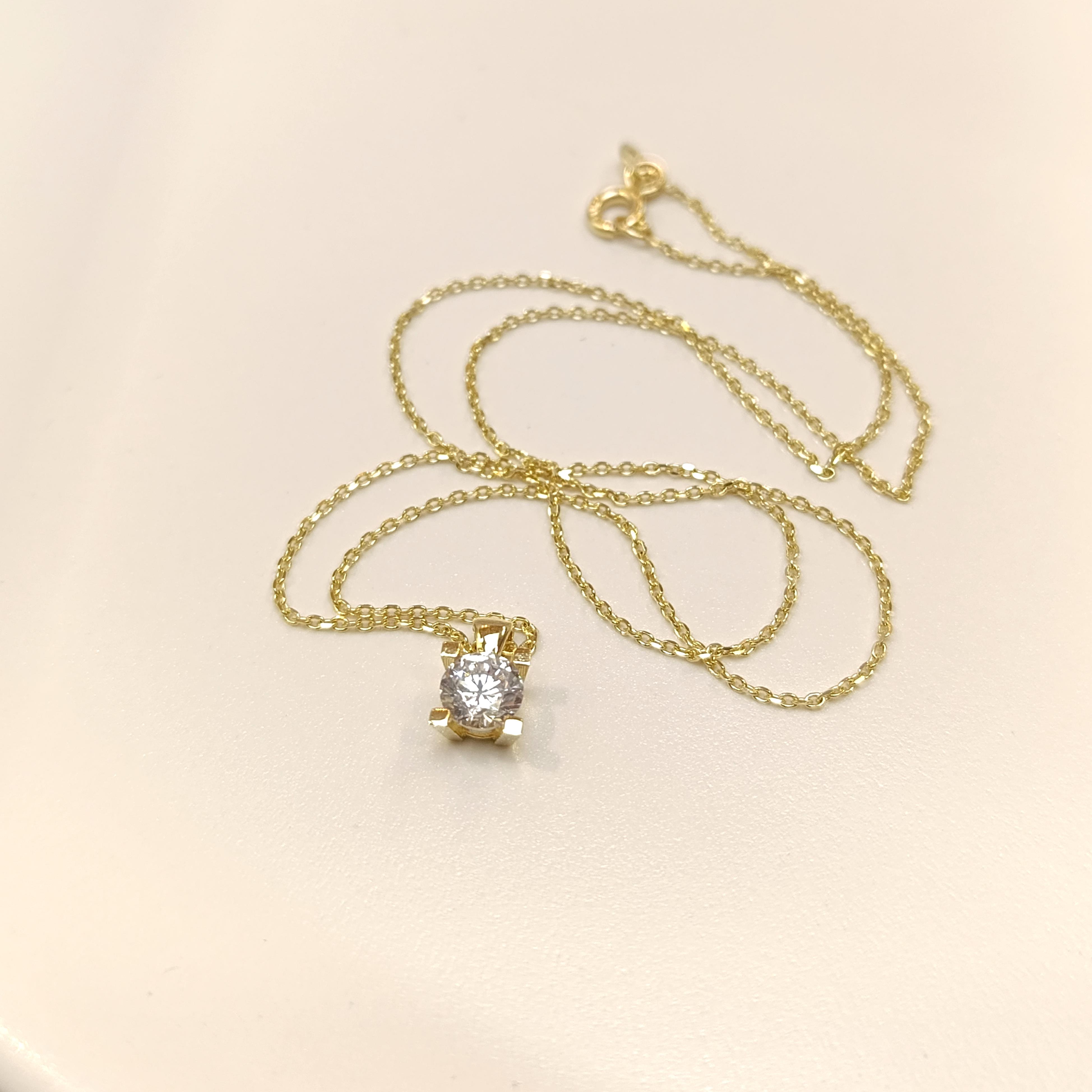 Tek Taş Kolye 14 Ayar Altın HD VİDEOLU