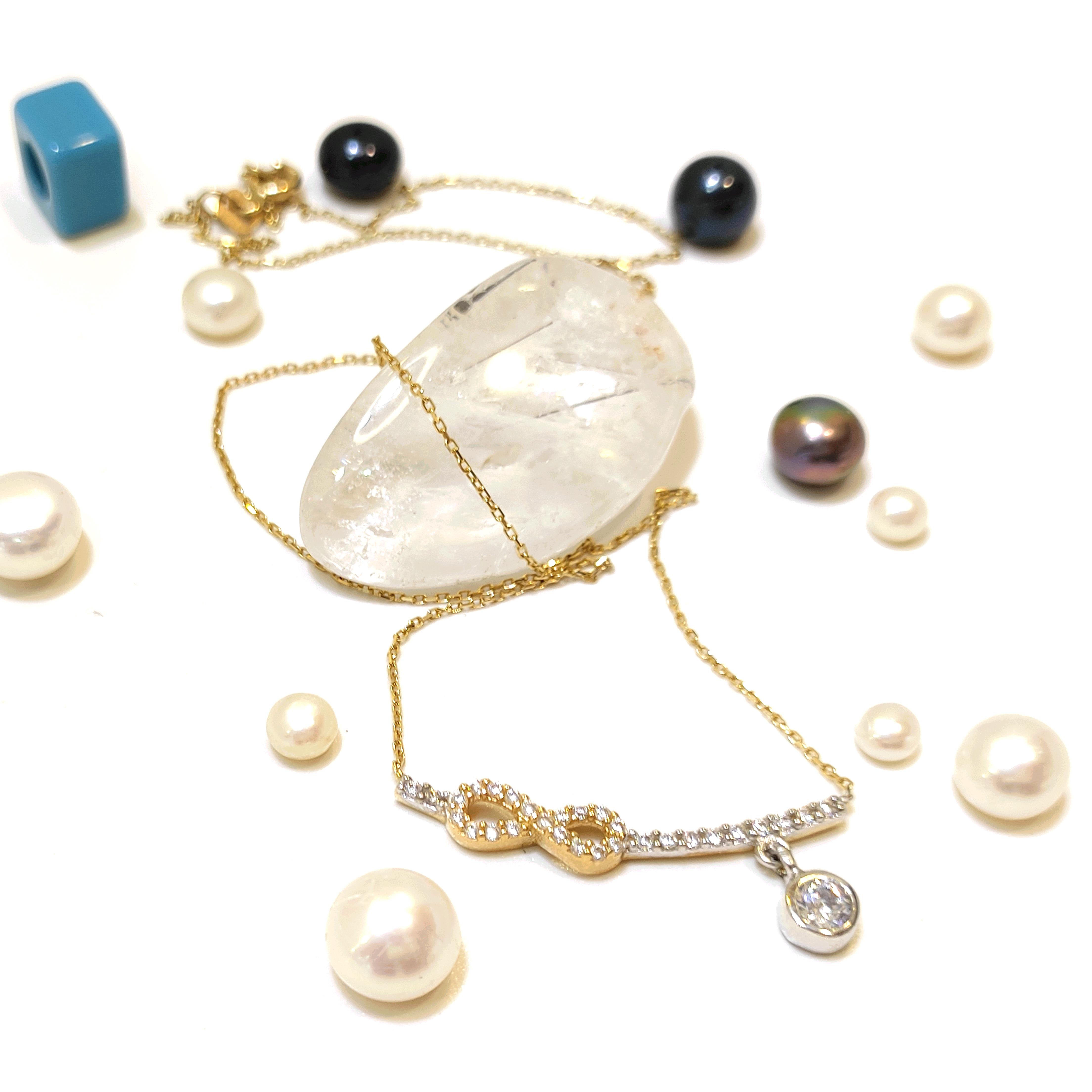 Tek Taşlı Sonsuzluk Kolye 14 Ayar Altın  HD VİDEOLU