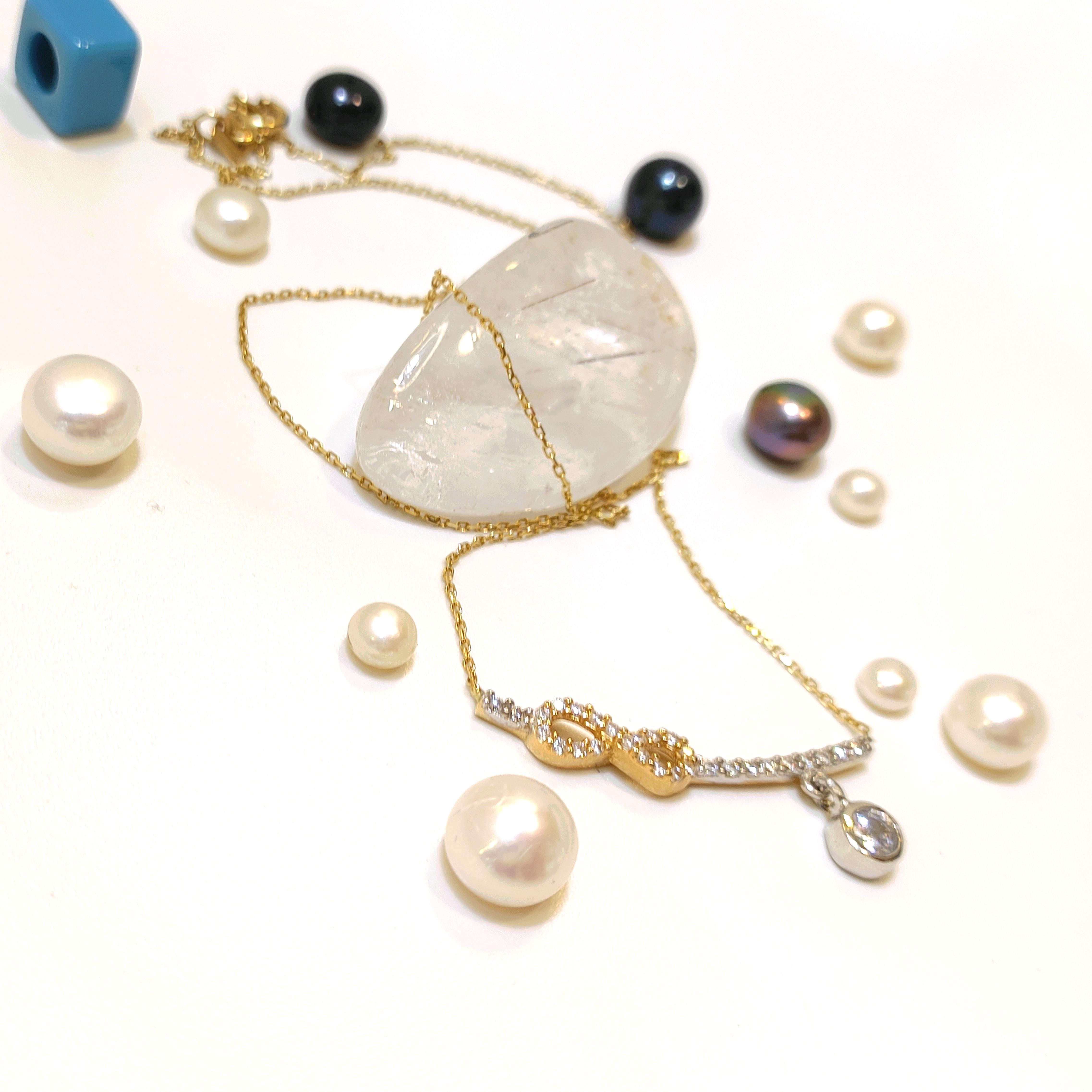 Tek Taşlı Sonsuzluk Kolye 14 Ayar Altın  HD VİDEOLU