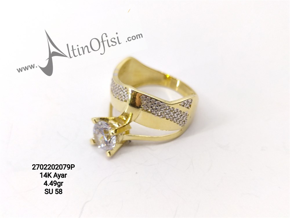 Tektaşlı Alyans Yüzük 14 Ayar Altın