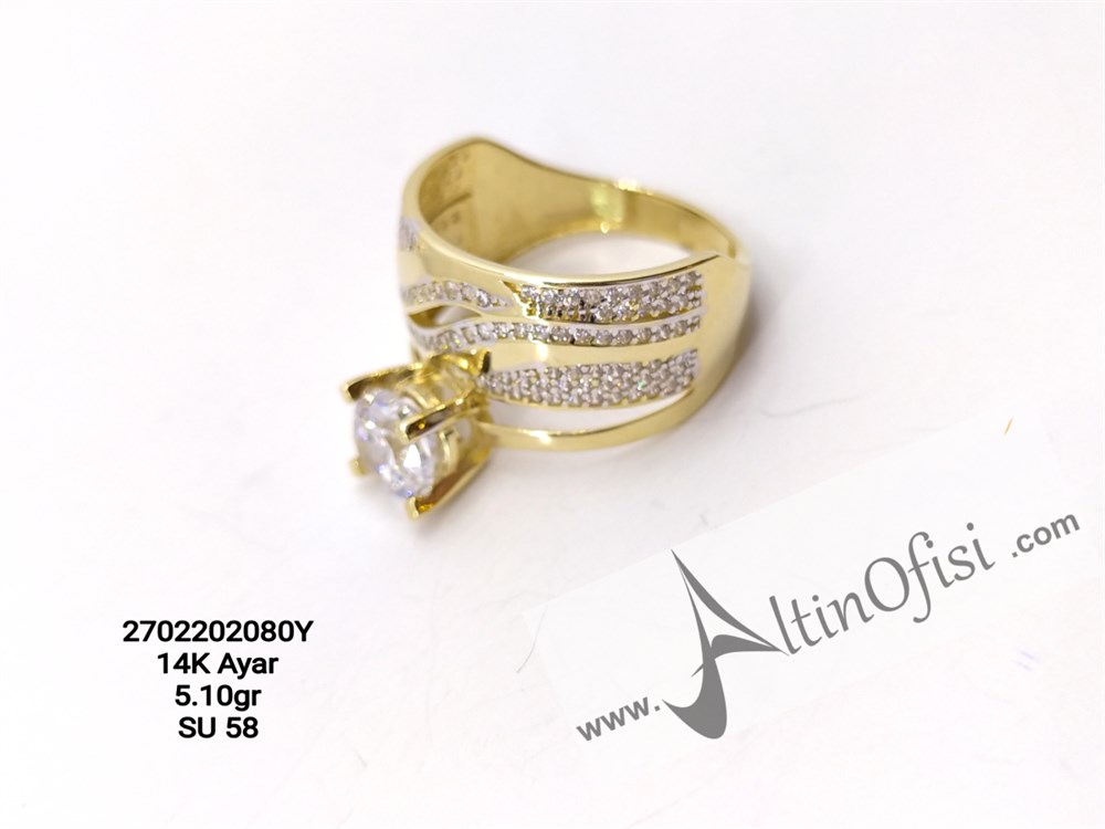 Tektaşlı Alyans Yüzük 14 Ayar Altın