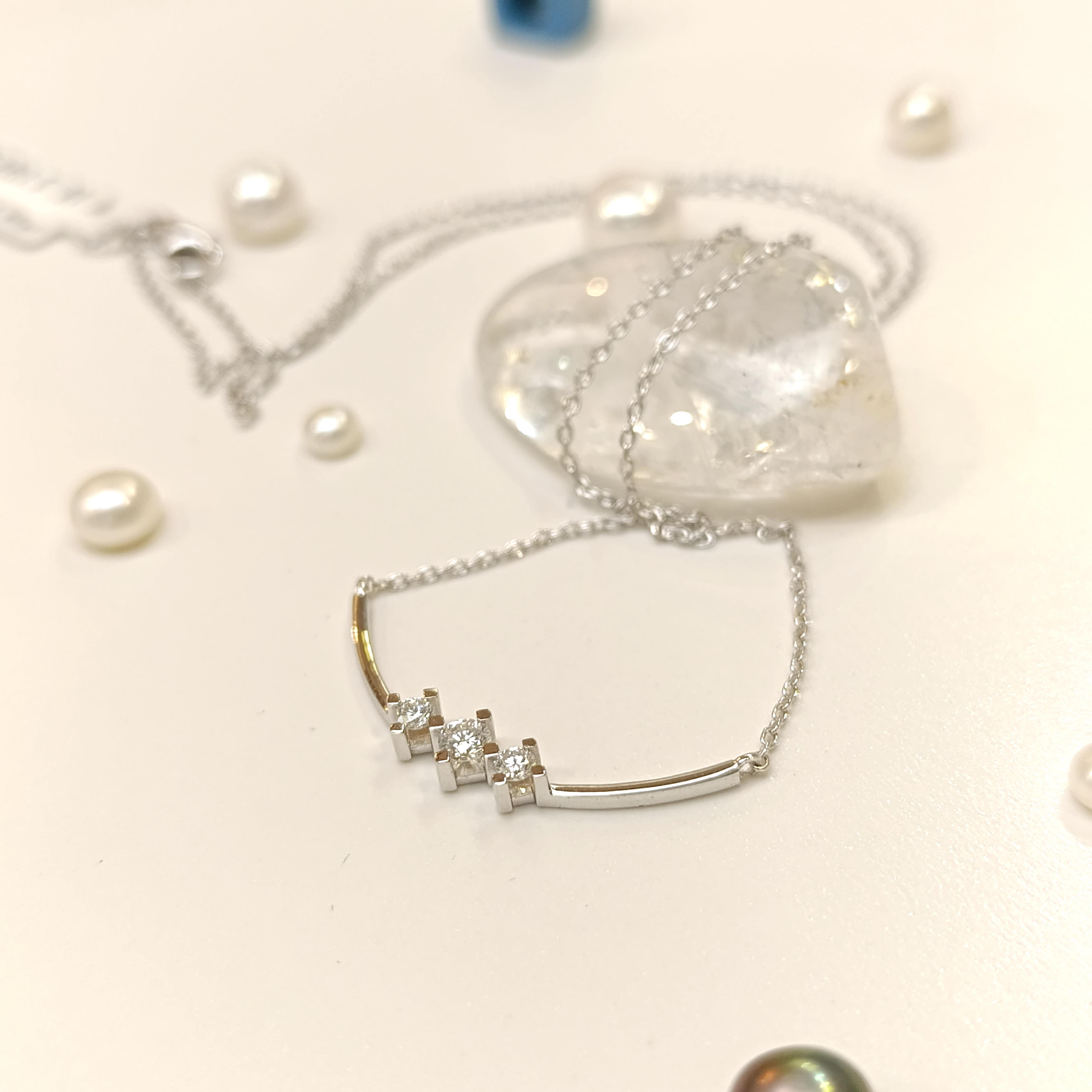 Tria Pırlanta Taşlı Kolye 14 Ayar Altın HD VİDEOLU