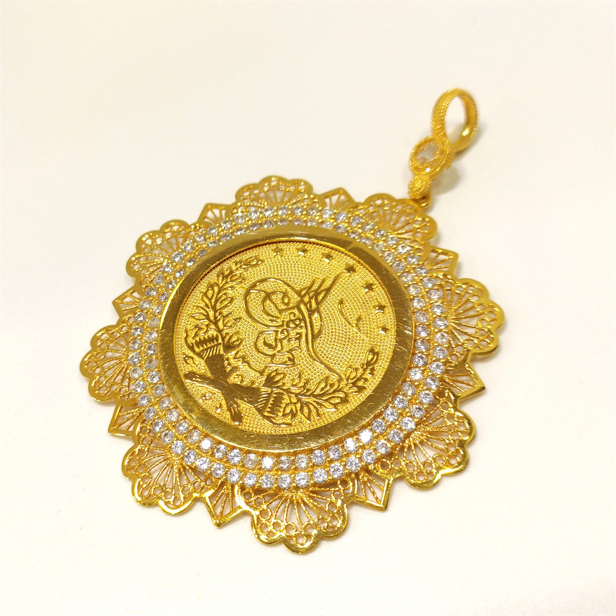 Tuğralı Kolye 14 Ayar Altın 4K VİDEOLU