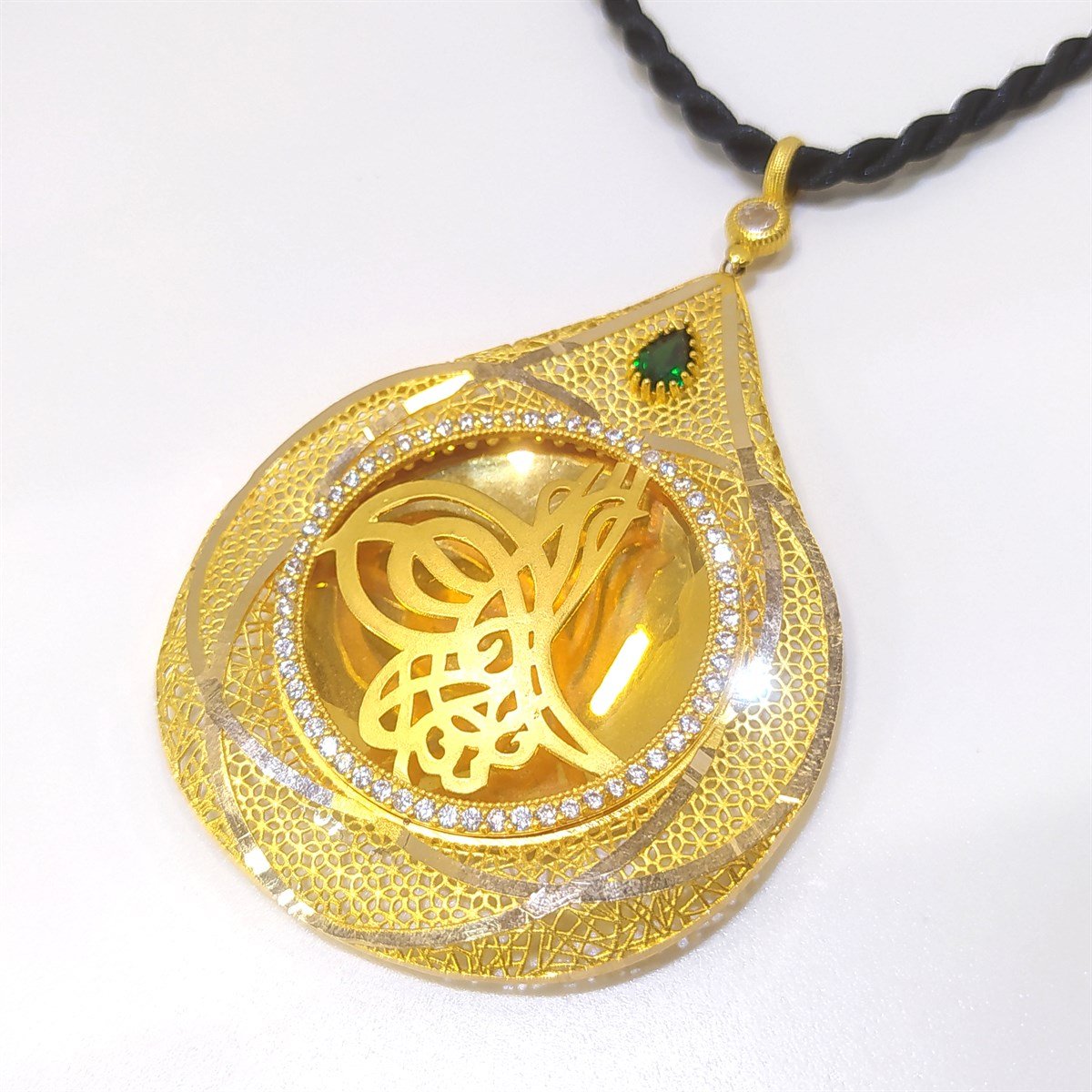 Tuğralı Mega Extra Büyük Boy Kolye 14 Ayar Altın 