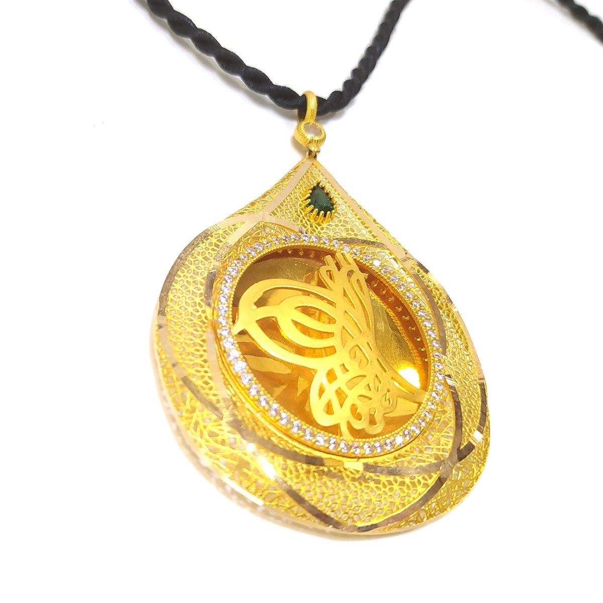 Tuğralı Mega Extra Büyük Boy Kolye 14 Ayar Altın 