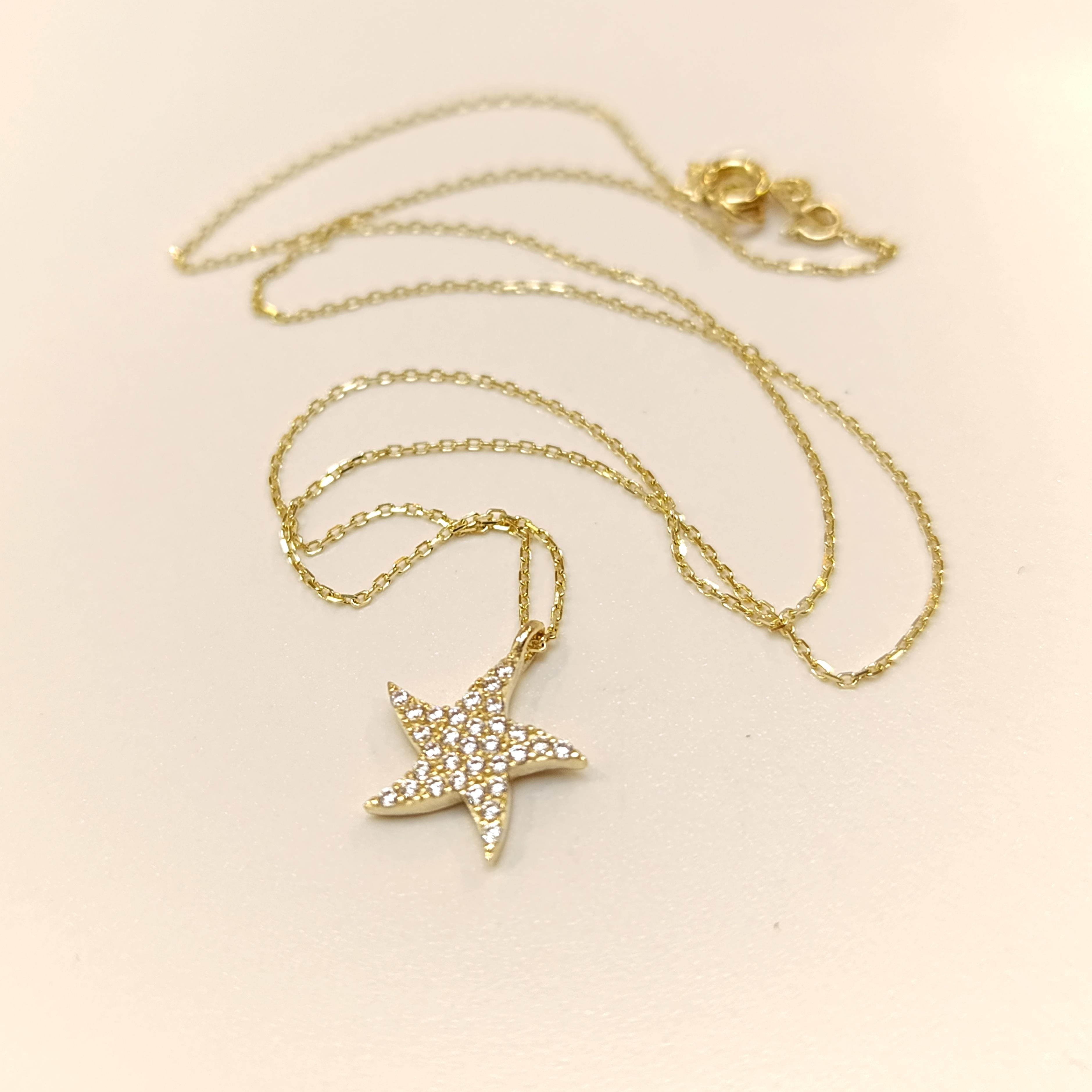 Yıldız Kolye 14 Ayar Altın  HD VİDEOLU